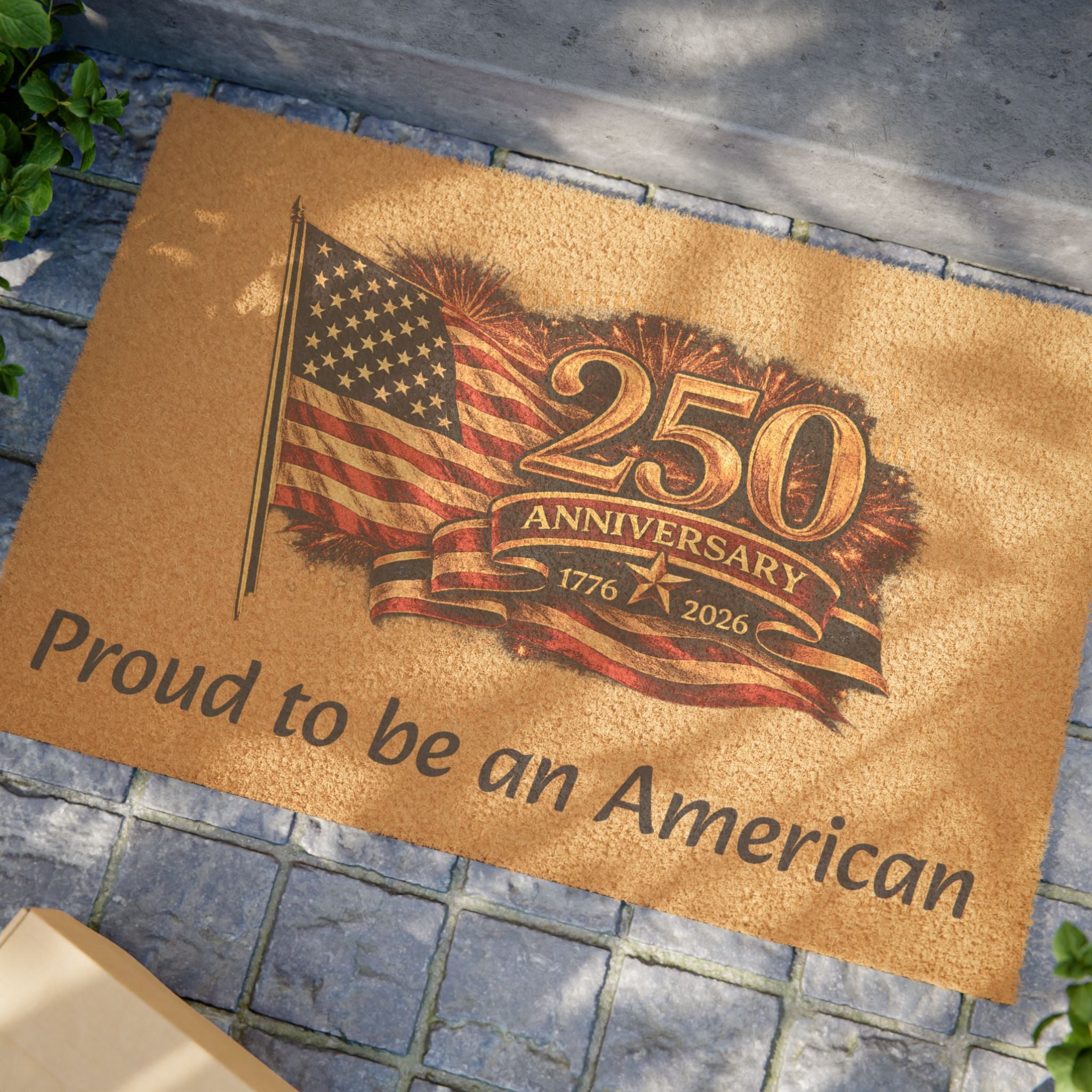 USA 250th Anniversary Doormat Design Patriotic American Flag Graphic High-Resolution Sublimation Mat Artwork 24" × 16"