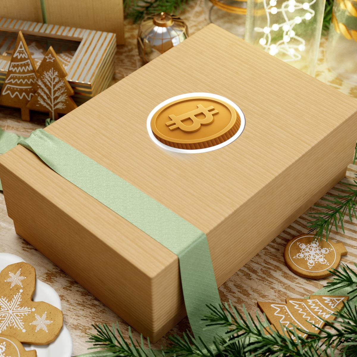 Bitcoin Sticker Gold Coin Crypto Decal Minimalist Bitcoin Symbol Glossy Vinyl Laptop Sticker 4 sizes available