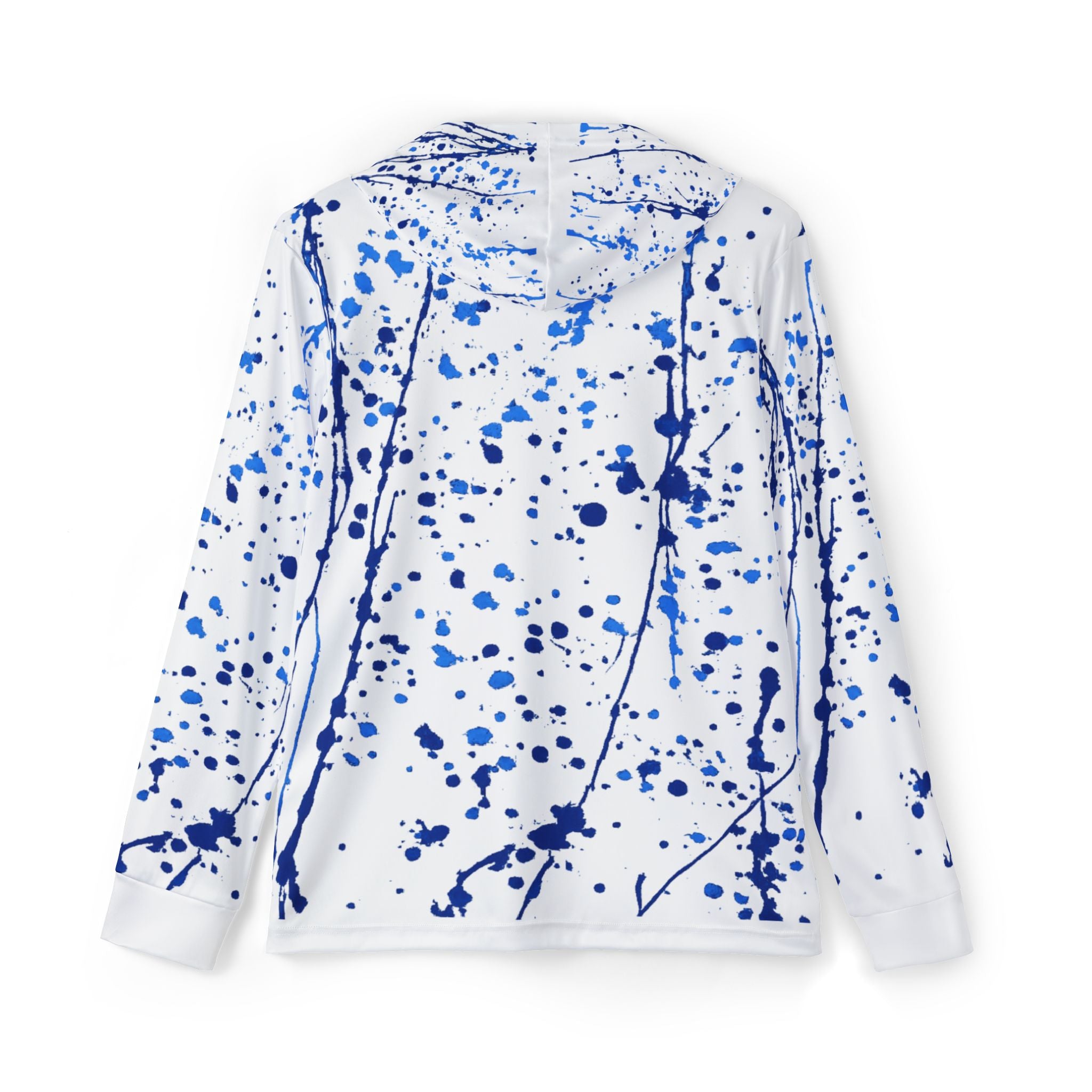 Sats and Stripes Blue Paint Splatter UPF 50+ Performance Men's Sport Hoodie Back View