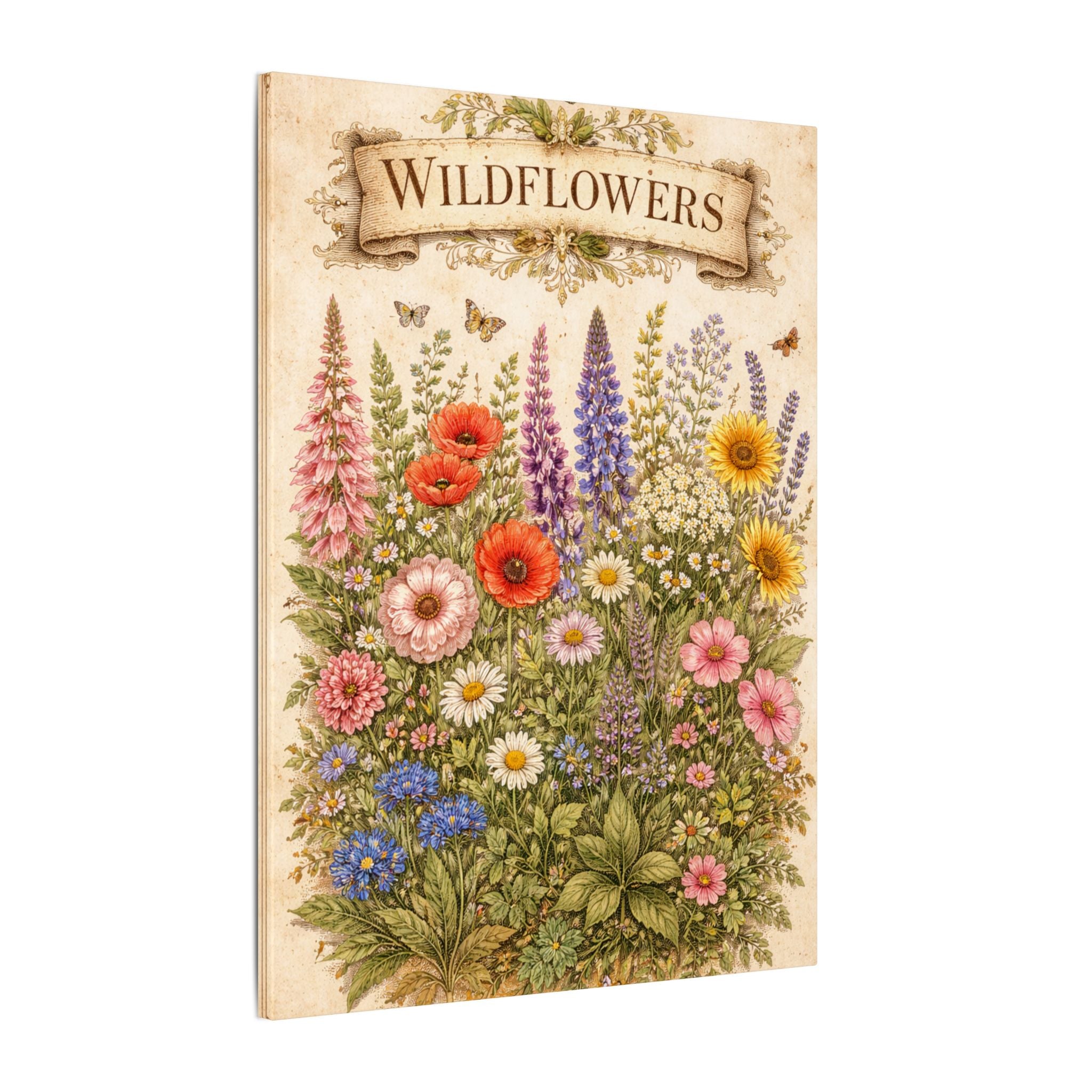 Vintage Wildflower Canvas Wall Art Botanical Flower Wall Decor Rustic Wildflower Garden Art Nature Inspired Wall Canvas 18" x 24"