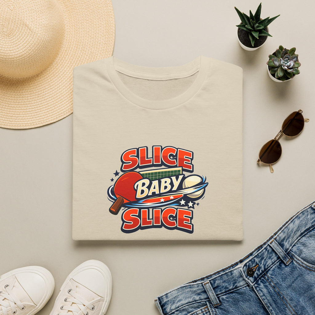 Sats and Stripes Slice Baby Slice Table Tennis T-Shirt Ping Pong Graphic Tee Sand Folded