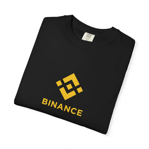 Sats and Stripes Binance (BNB) Crypto Blockchain T-Shirt with Bold Binance Logo Design Black Folded