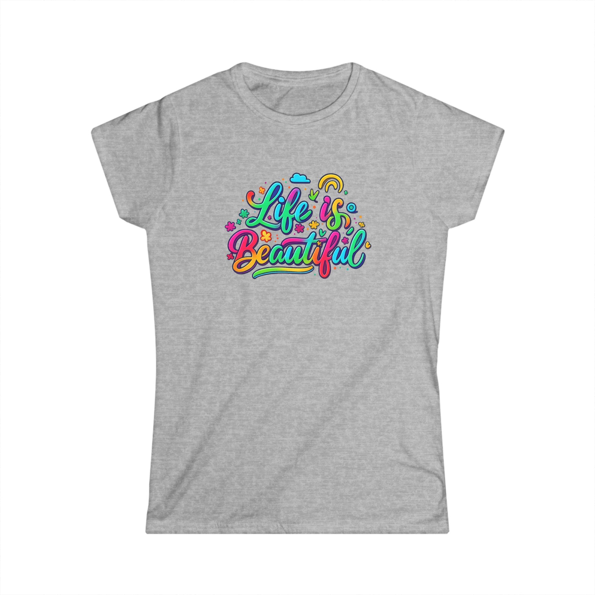Life Is Beautiful Women's Tee Colorful Positive Vibes Shirt for Her 5 colors 100% cotton