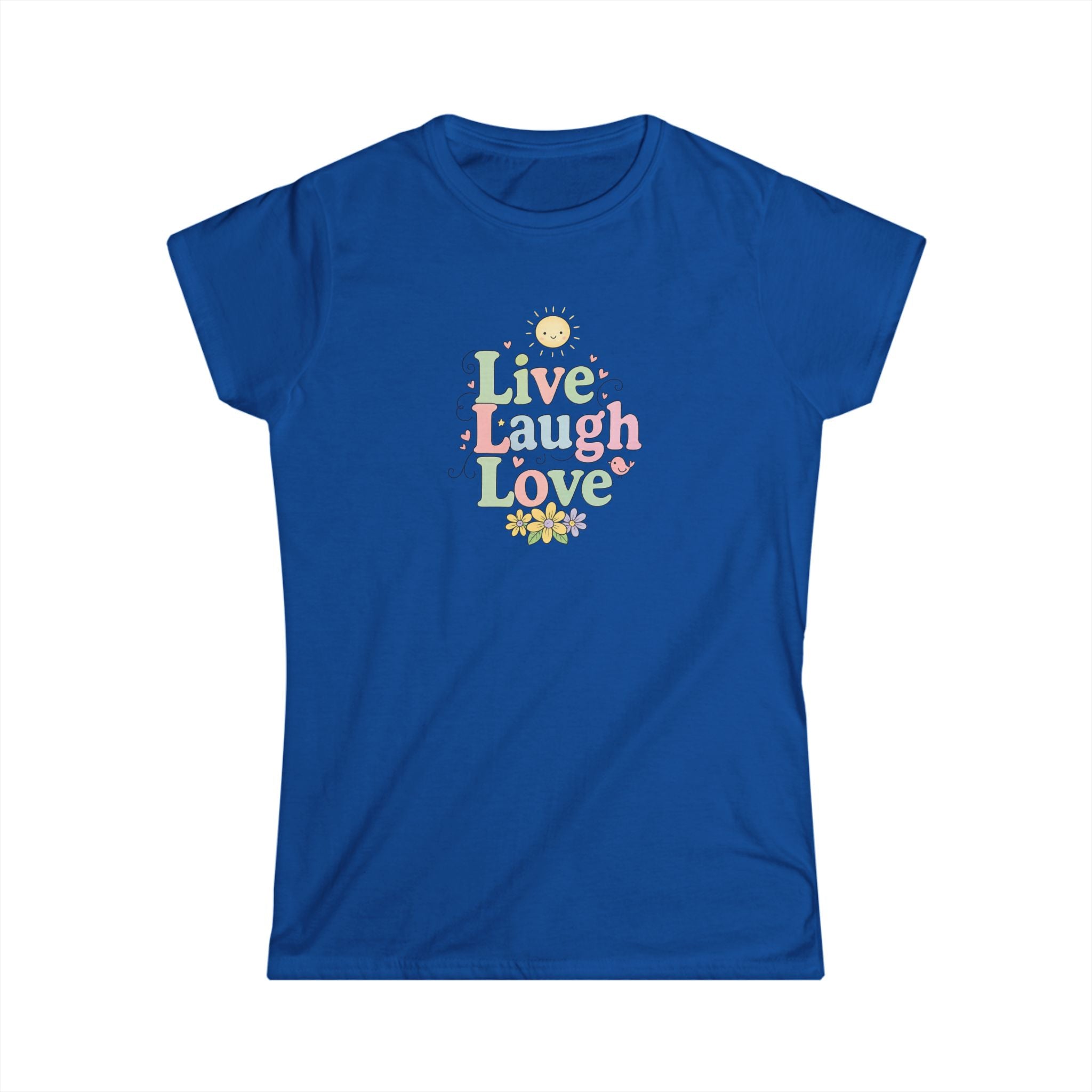 Cute ''Live Laugh Love'' T-Shirt for Women Positive Quote Tee 4 colors 100% cotton