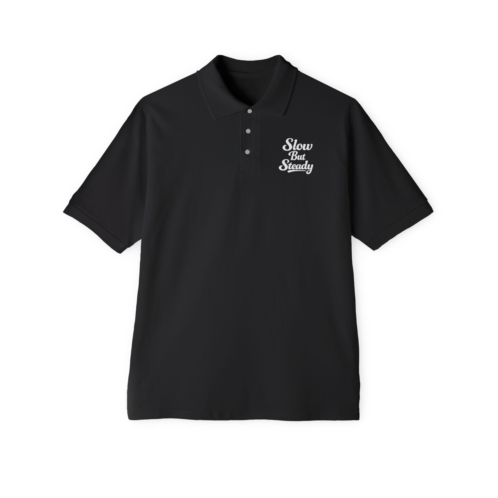 Slow But Steady Polo Shirt Motivational Polo Casual Graphic Polo Gift for Him Comfortable Everyday Shirt 6 colors 100% cotton