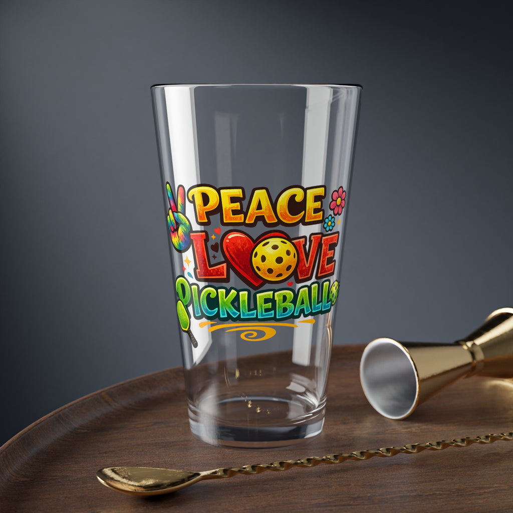 Peace Love Pickleball Pint Glass Fun Pickleball Gift Beer Glass for Pickleball Lovers 16 oz