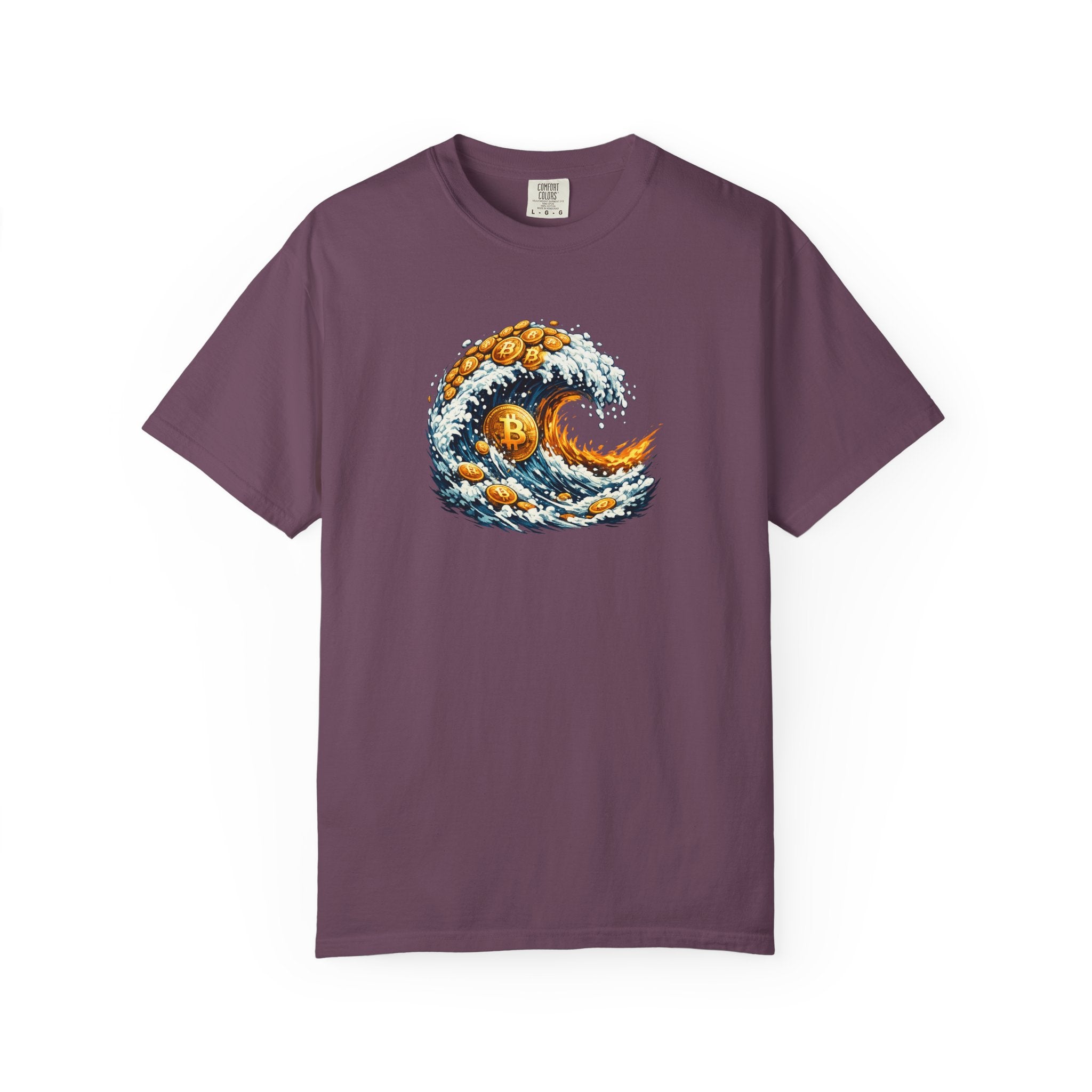 Bitcoin Tidal Wave T-Shirt Futuristic Crypto Graphic Tee Bitcoin Art Shirt Crypto Gift for Him 12 colors 100% cotton