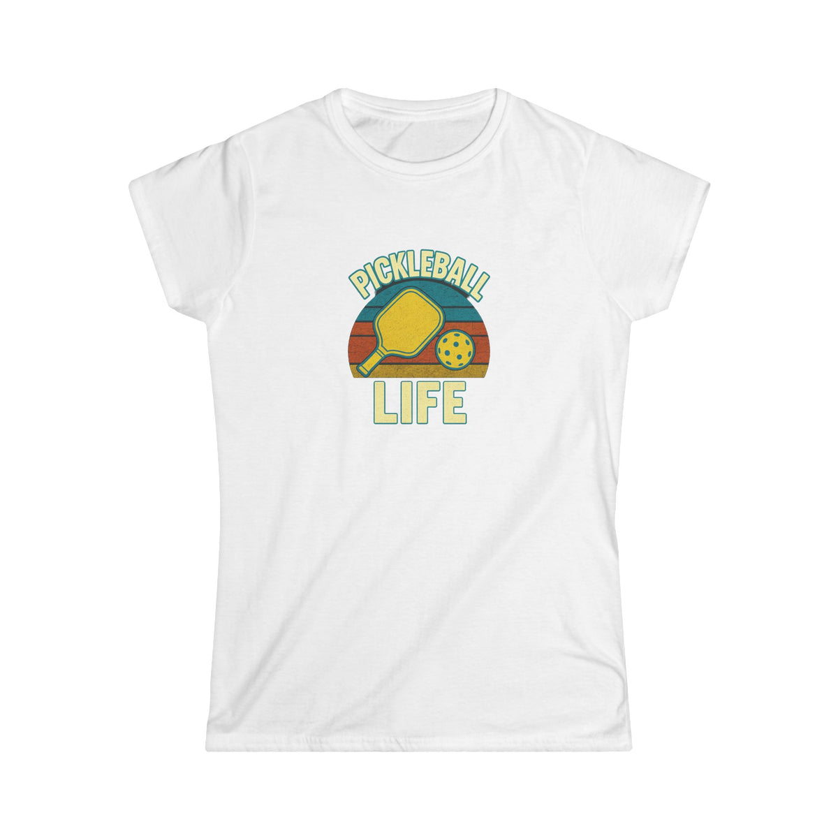 Sats and Stripes Pickleball Life Women's Softstyle Tee White