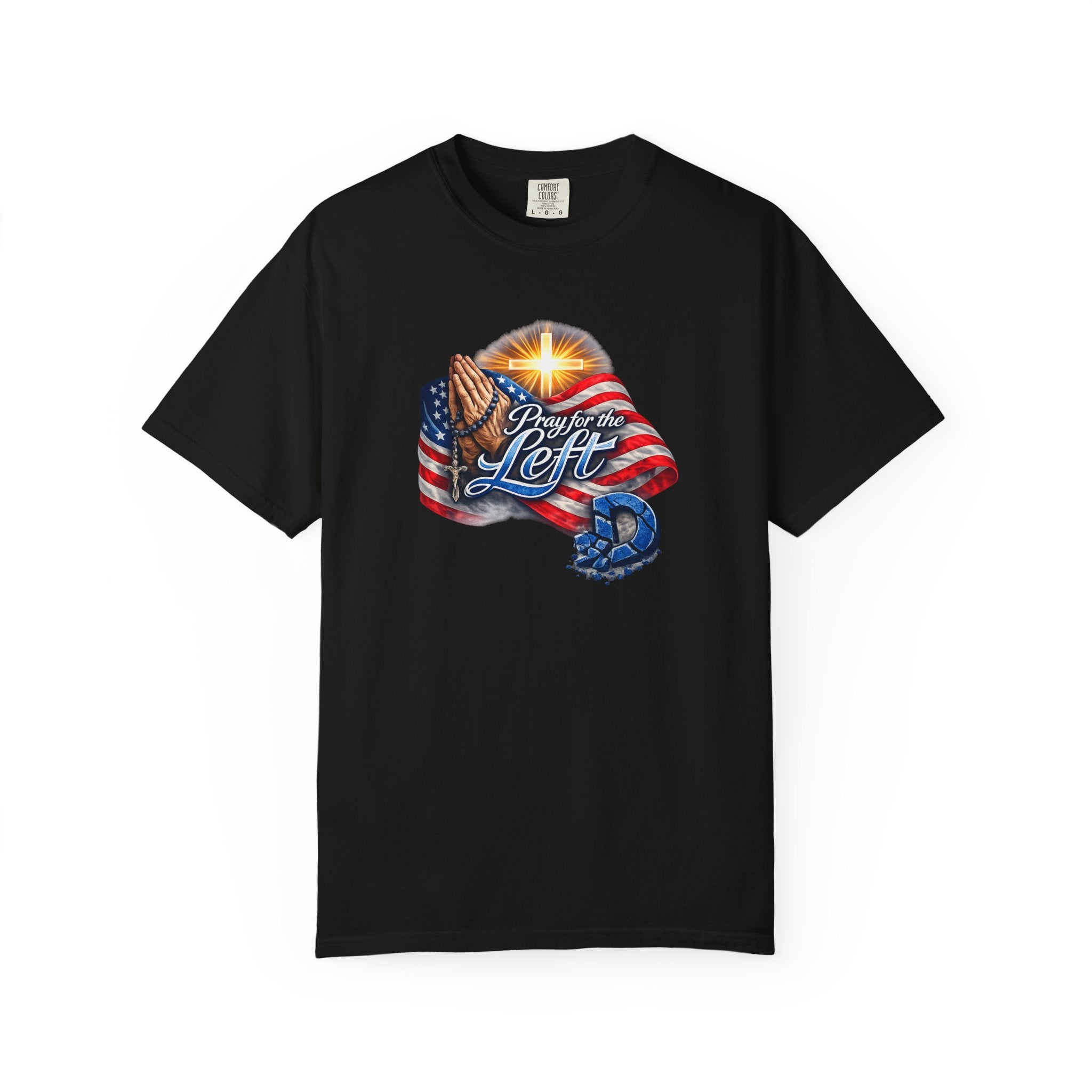 Pray for the Left Patriotic Christian TShirt Faith-Freedom Religious Flag Tee Inspirational Prayer Shirt 8 colors 100% cotton