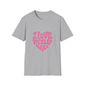 I Love Pickleball Heart Tee Cute Retro Bubble Letters T-Shirt for Pickleball Lovers 5 colors 100% cotton