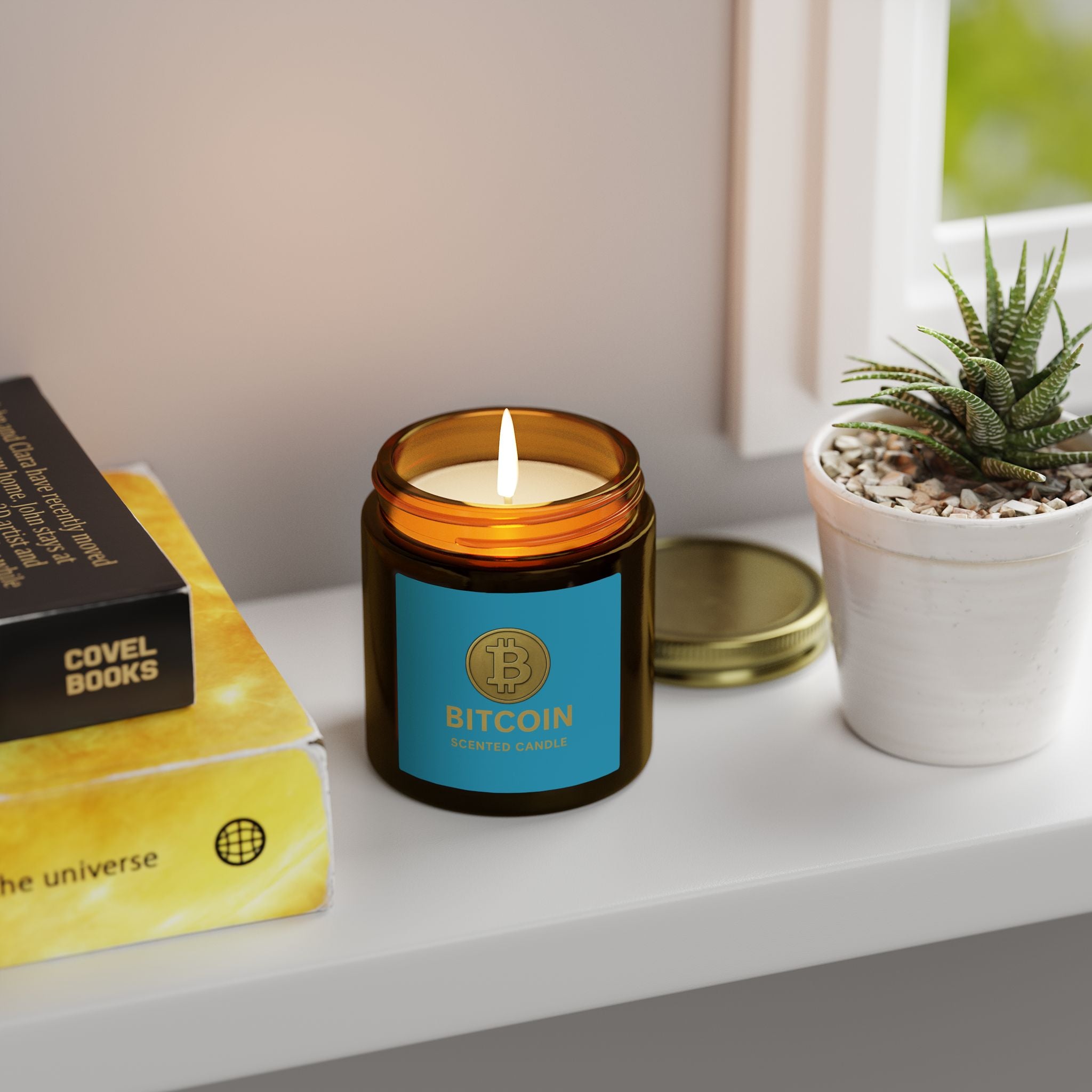Bitcoin Logo Candles Coconut Apricot Wax 4 oz & 9 oz sizes 8 fragrances available