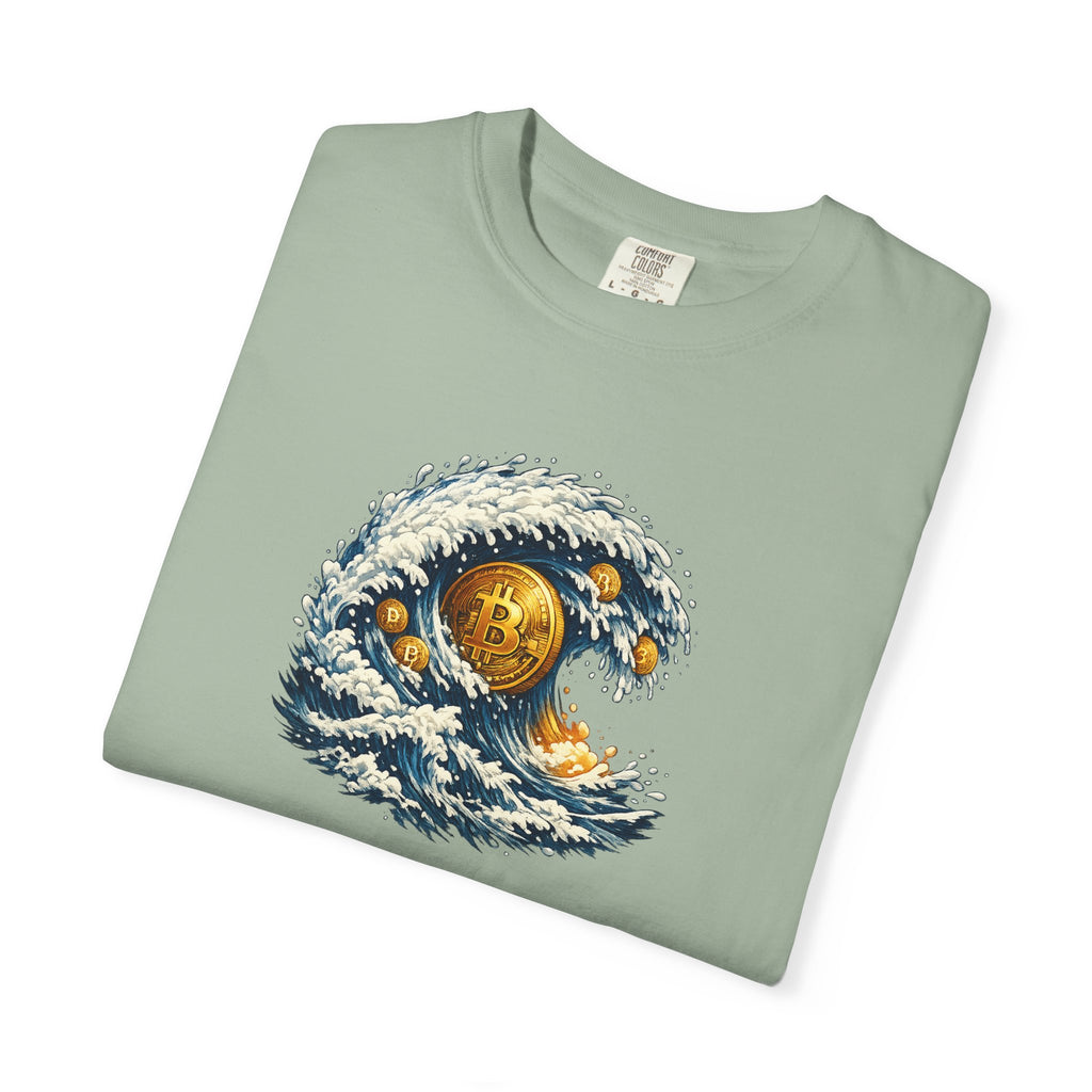 Bitcoin Tidal Wave T-Shirt Futuristic Crypto Graphic Tee Bitcoin Art Shirt Crypto Gift 12 colors 100% cotton