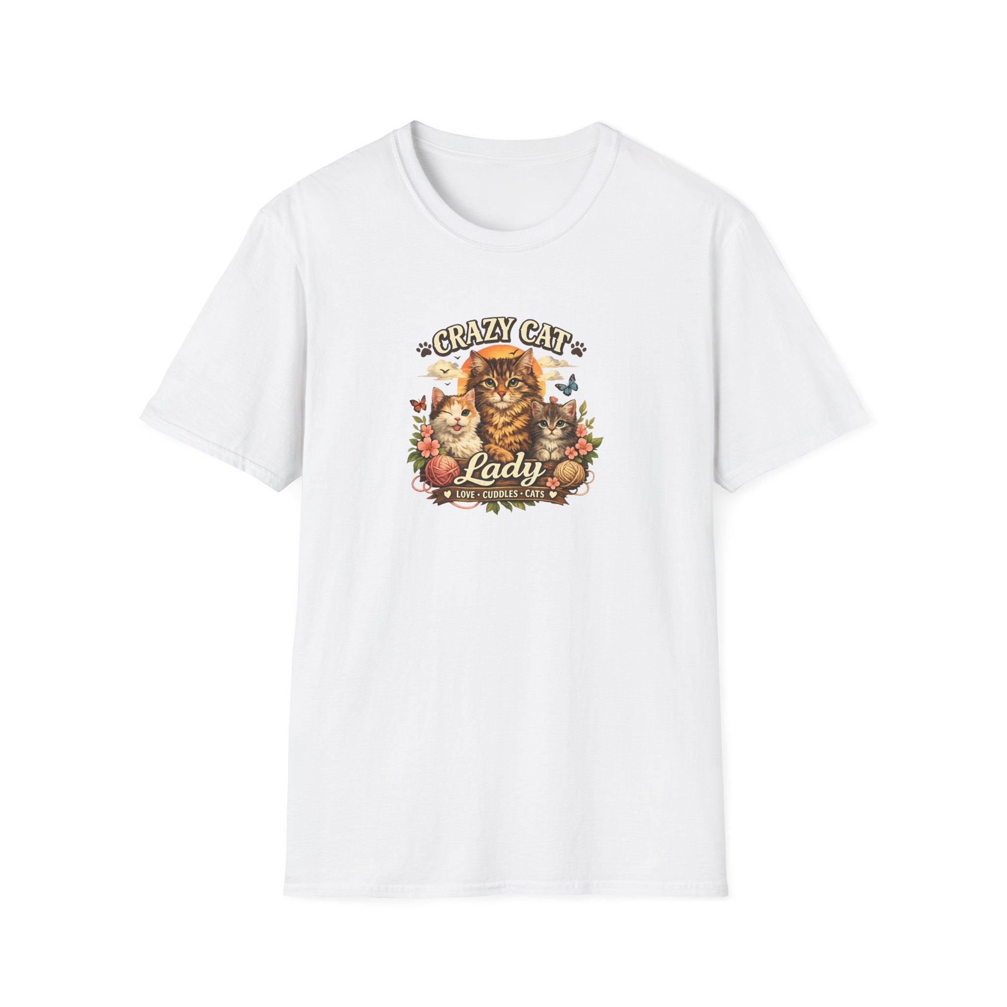 Crazy Cat Lady T-Shirt Funny Cat Lover Shirt Cat Mom Tee Cute Cat Graphic Shirt Gift for Cat Lovers 7 colors 100% cotton