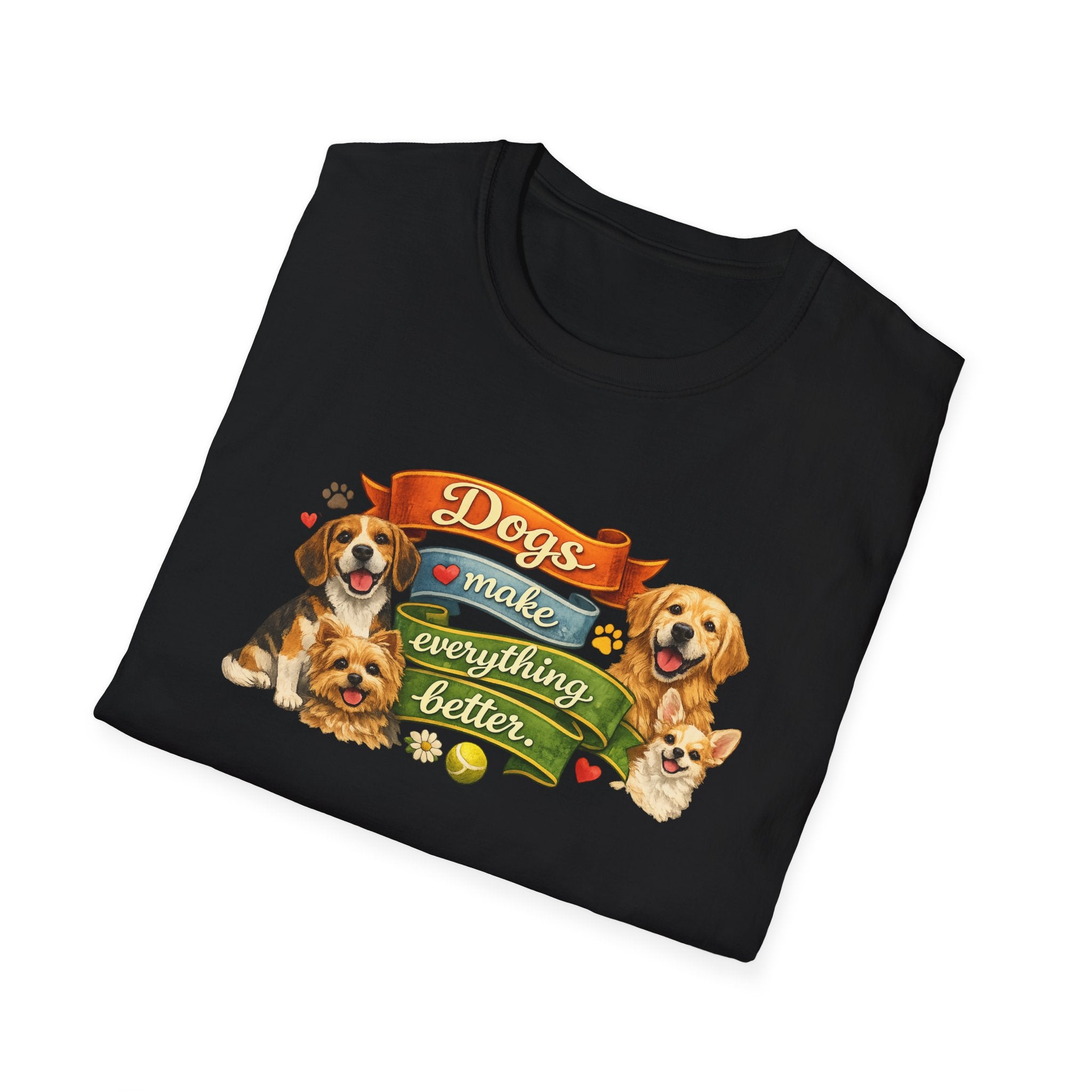 Dogs Make Everything Better T-Shirt Dog Lover Shirt for Women Gift for Dog Owners Pet Lover Graphic Tee 6 colors 100% cotton