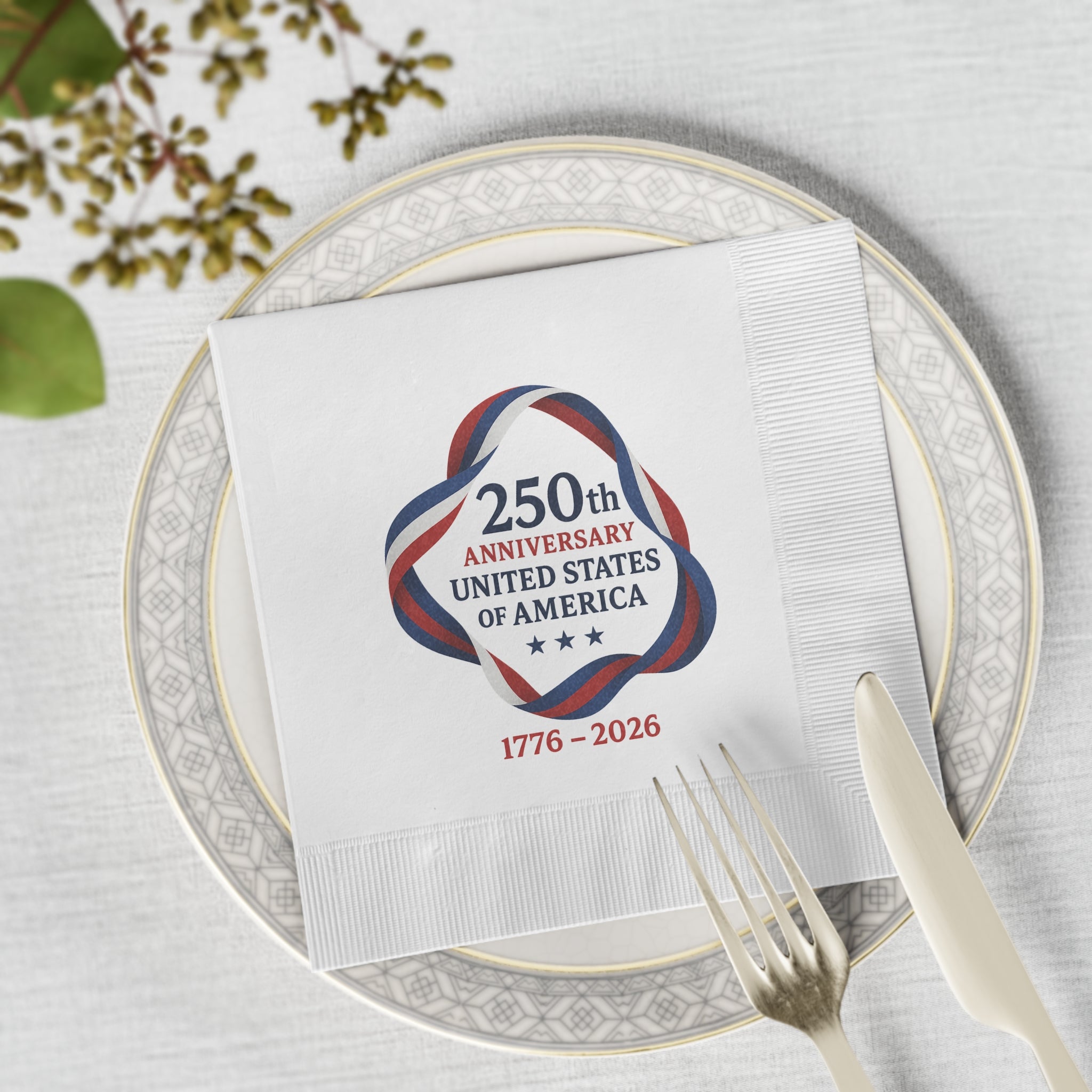USA 250th Anniversary Napkins 1776-2026 Patriotic Napkins America Party Decor Fourth of July Tableware (50 or 100 Count) 2 sizes