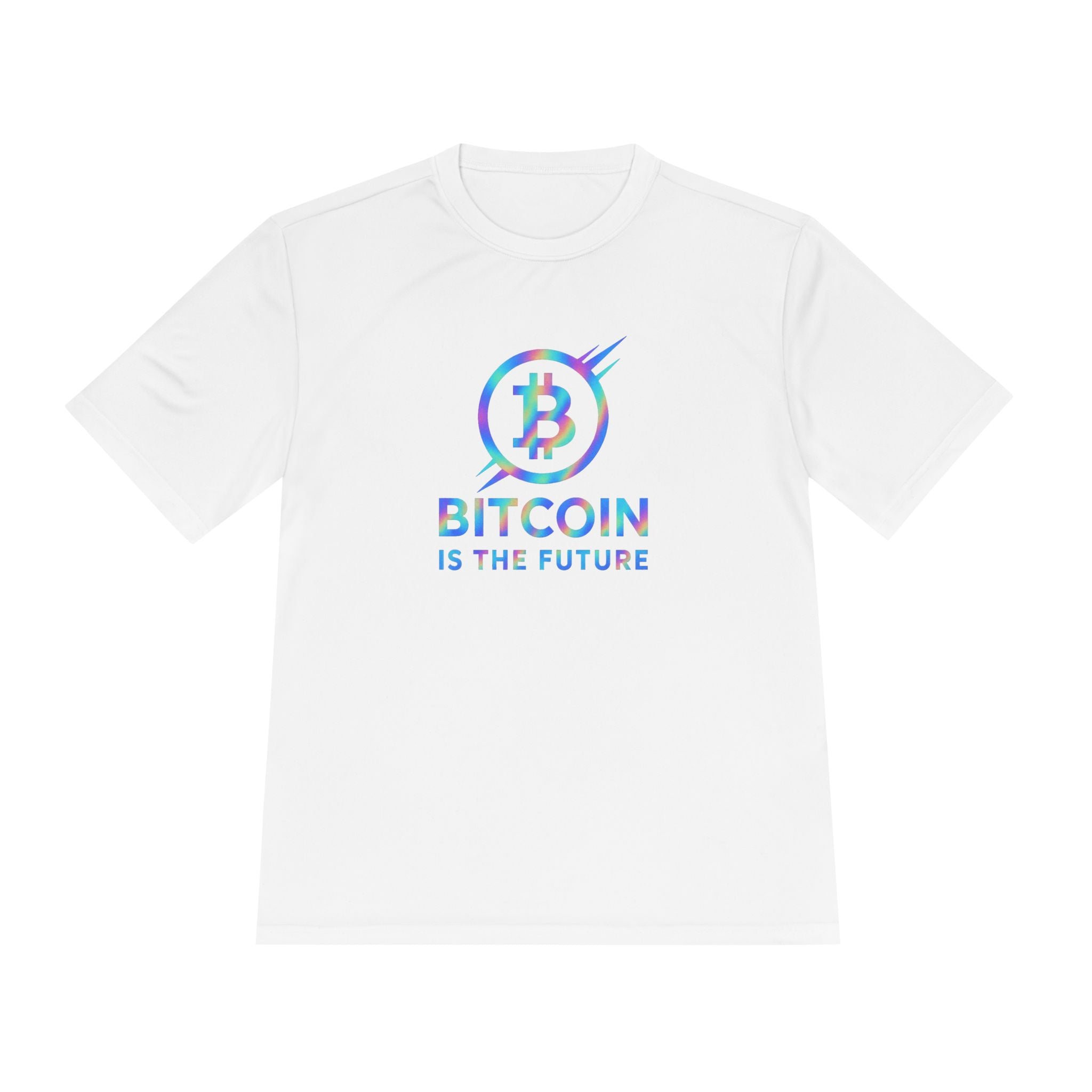 Holographic Bitcoin is the Future T-Shirt Treten Sie mit diesem mutigen T-Shirt in die nächste Ära des Geldes ein 4 Farben 100 % Polyester