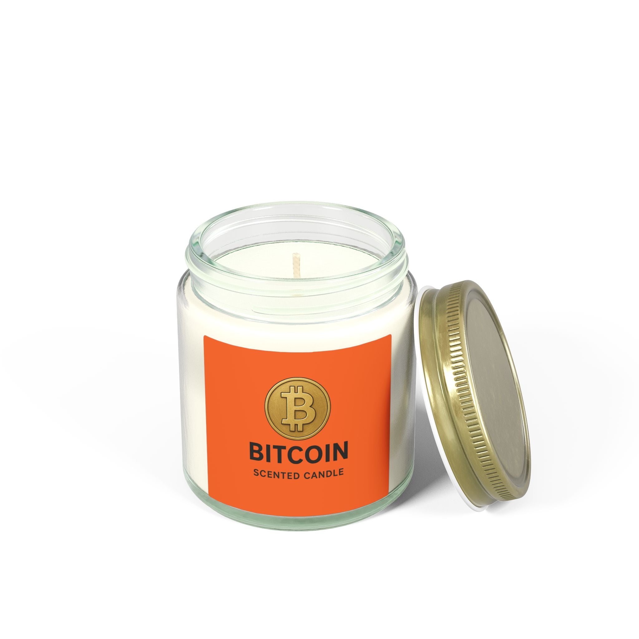 Bitcoin Logo Coconut-Apricot Wax Candle 4 oz & 9 oz sizes 8 fragrances available
