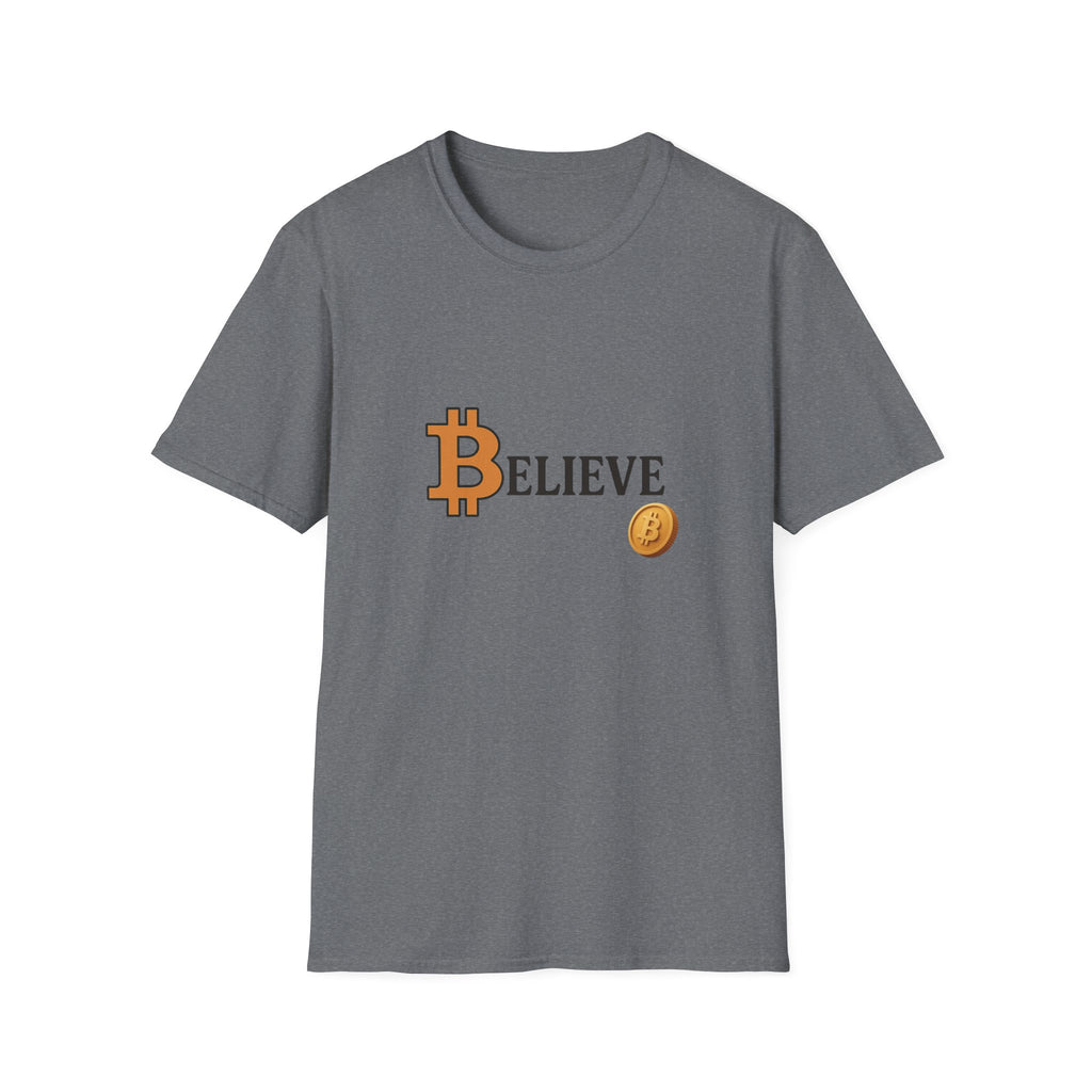SatsandStripes.com Bitcoin Believe T-Shirt Grey