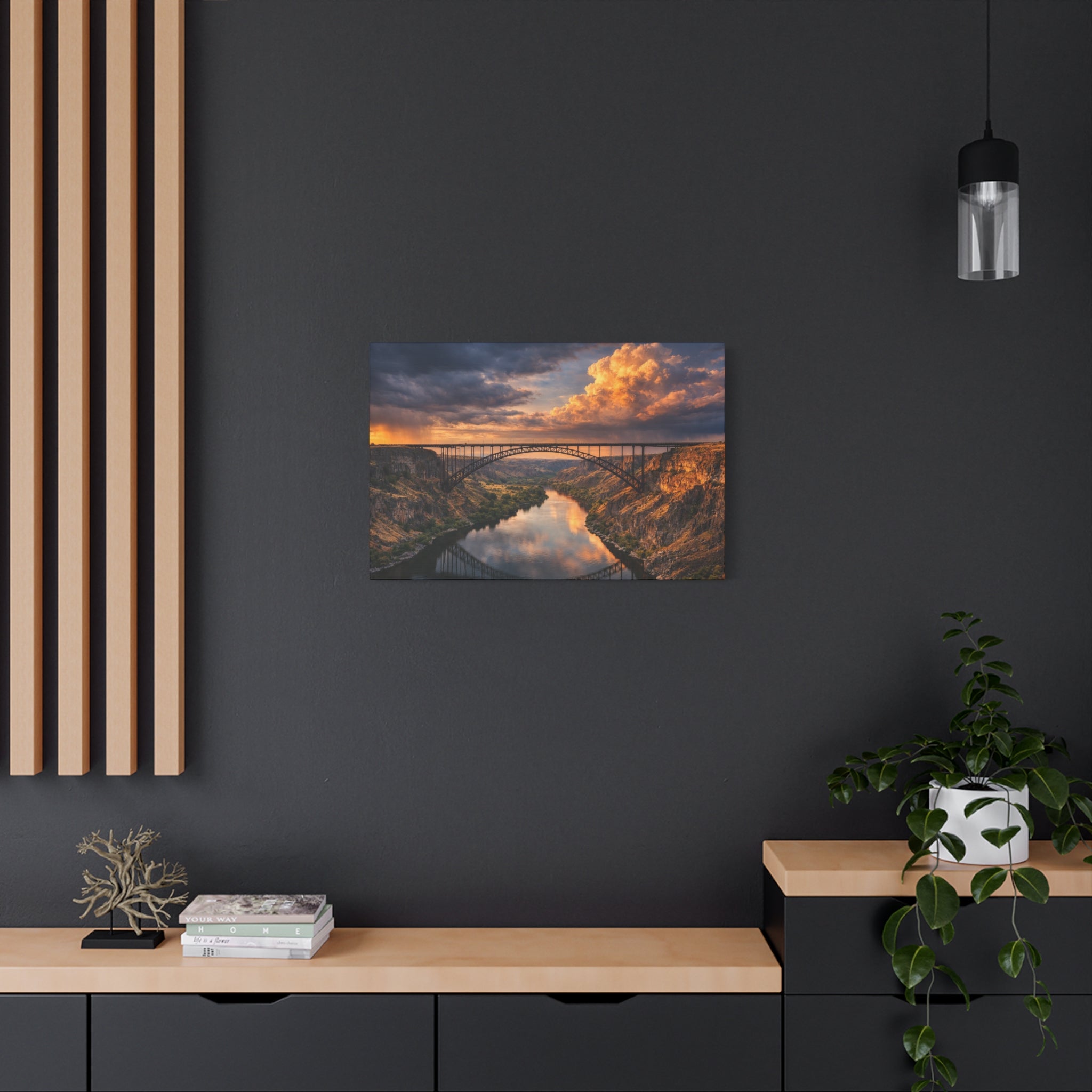 Perrine Bridge Canvas Wall Art Snake River Canyon Landscape Large Panoramic Photography Print Matte Canvas Stretched 1.25 6 sizes