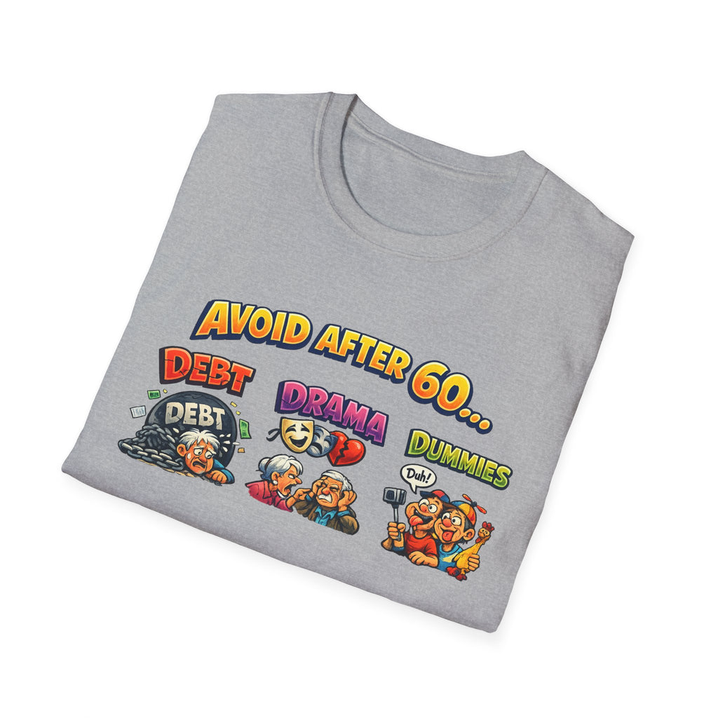 Avoid After 60 Funny T-Shirt Birthday Gift for Men & Women Over 60 Sarcastic Aging Tee 8 colors 100% cotton