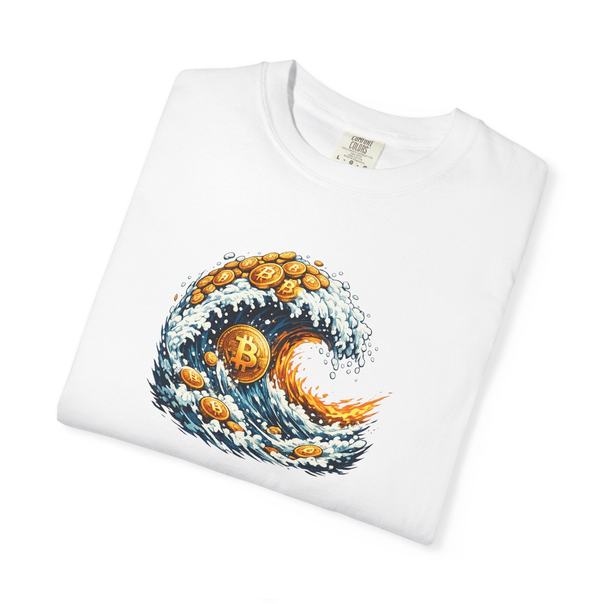 Bitcoin Tidal Wave T-Shirt Futuristic Crypto Graphic Tee Bitcoin Art Shirt Crypto Gift for Him 12 colors 100% cotton