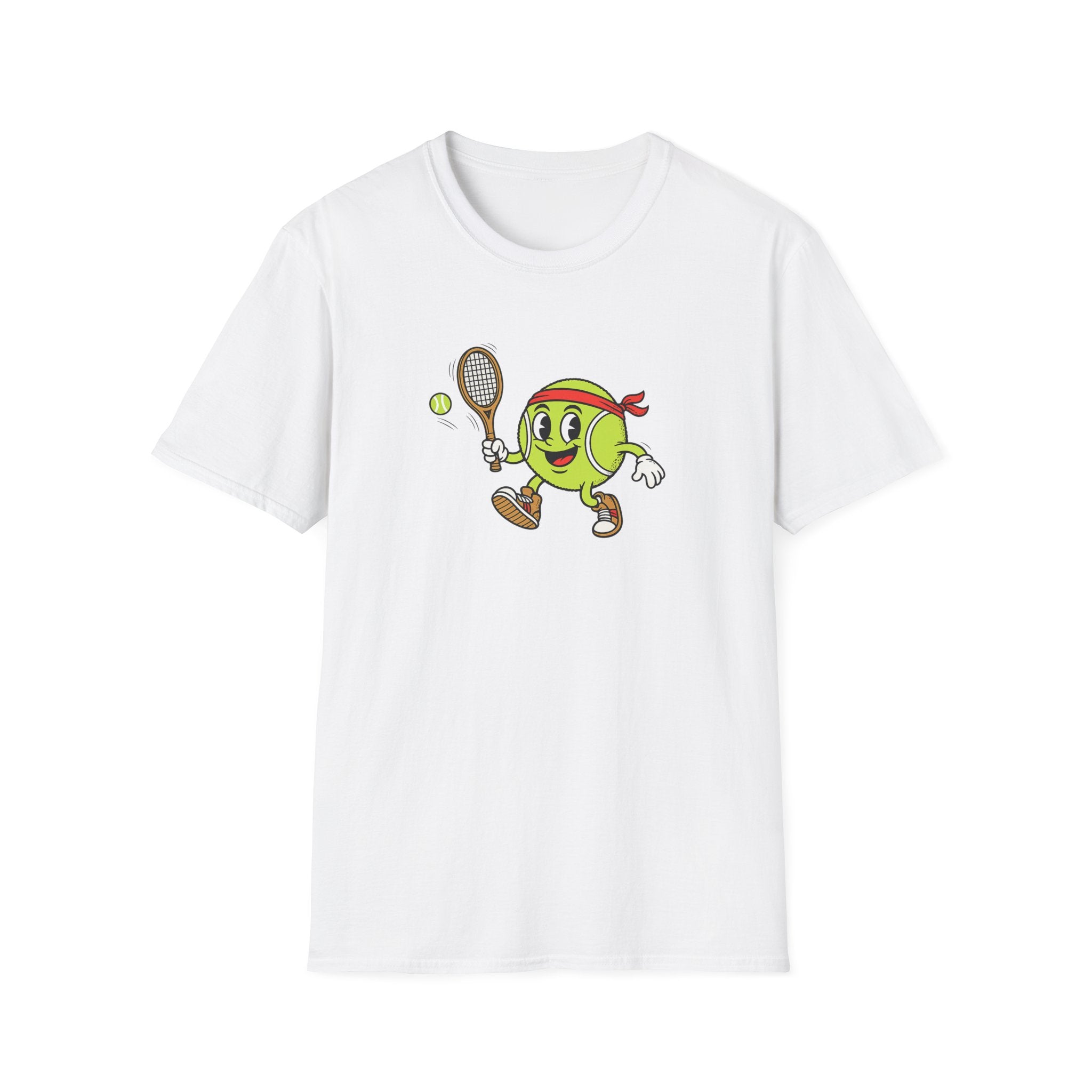 Niedliches Tennisball-Maskottchen T-Shirt Lustiges Tennis-Shirt Tennisspieler-Geschenk Tennisliebhaber-Bekleidung 8 Farben 100 % Baumwolle