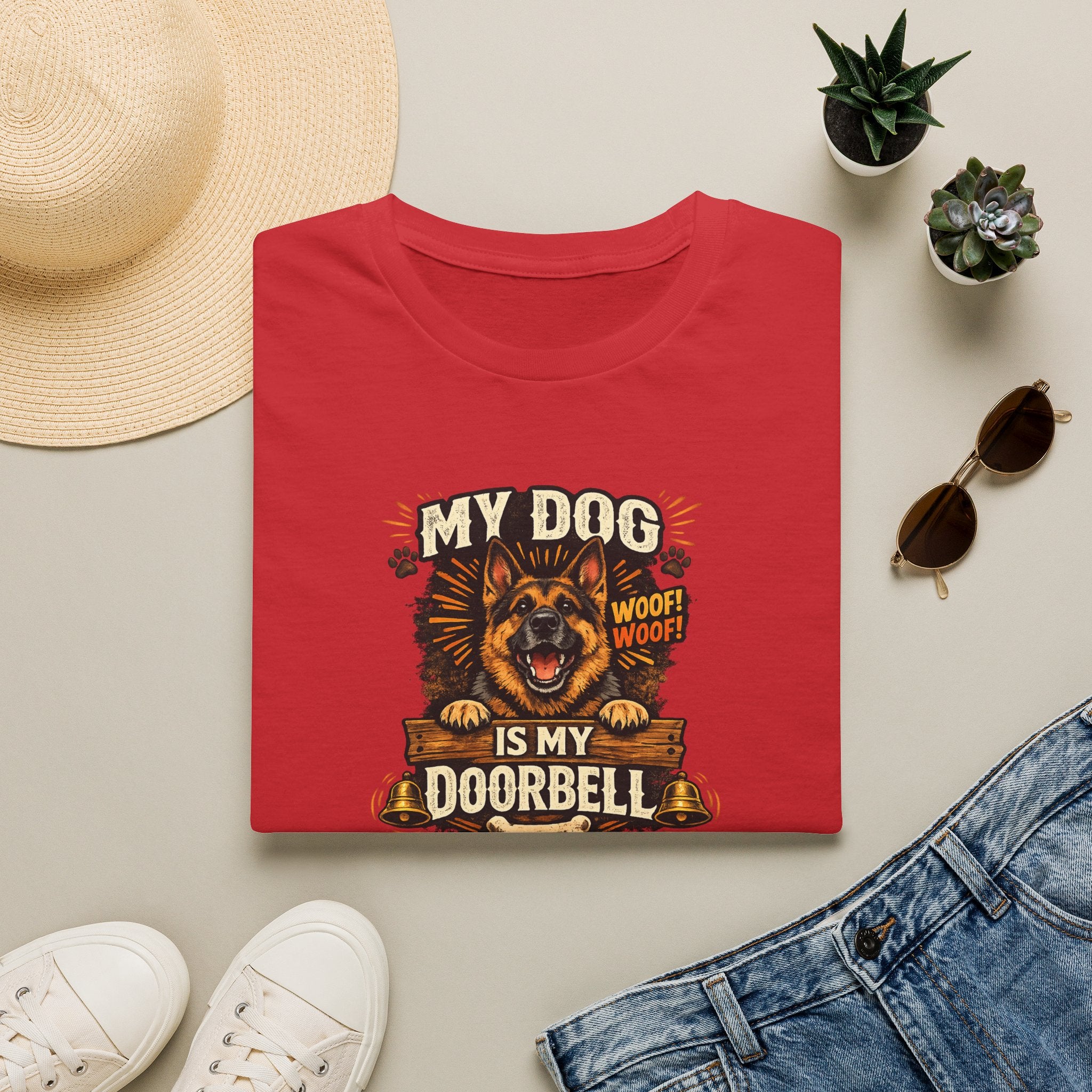Mein Hund ist meine Türklingel T-Shirt Lustiges Hundeliebhaber-Shirt Hunde Mama Tee Haustierbesitzer Humor Shirt Niedliches Hunde Grafik Tee 6 Farben 100% Baumwolle