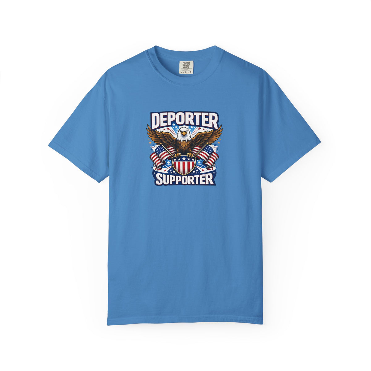 SatsandStripes.com Deporter Supporter Patriotic T-Shirt America First Eagle Tee Pro Border Apparel Gift for Patriots Blue
