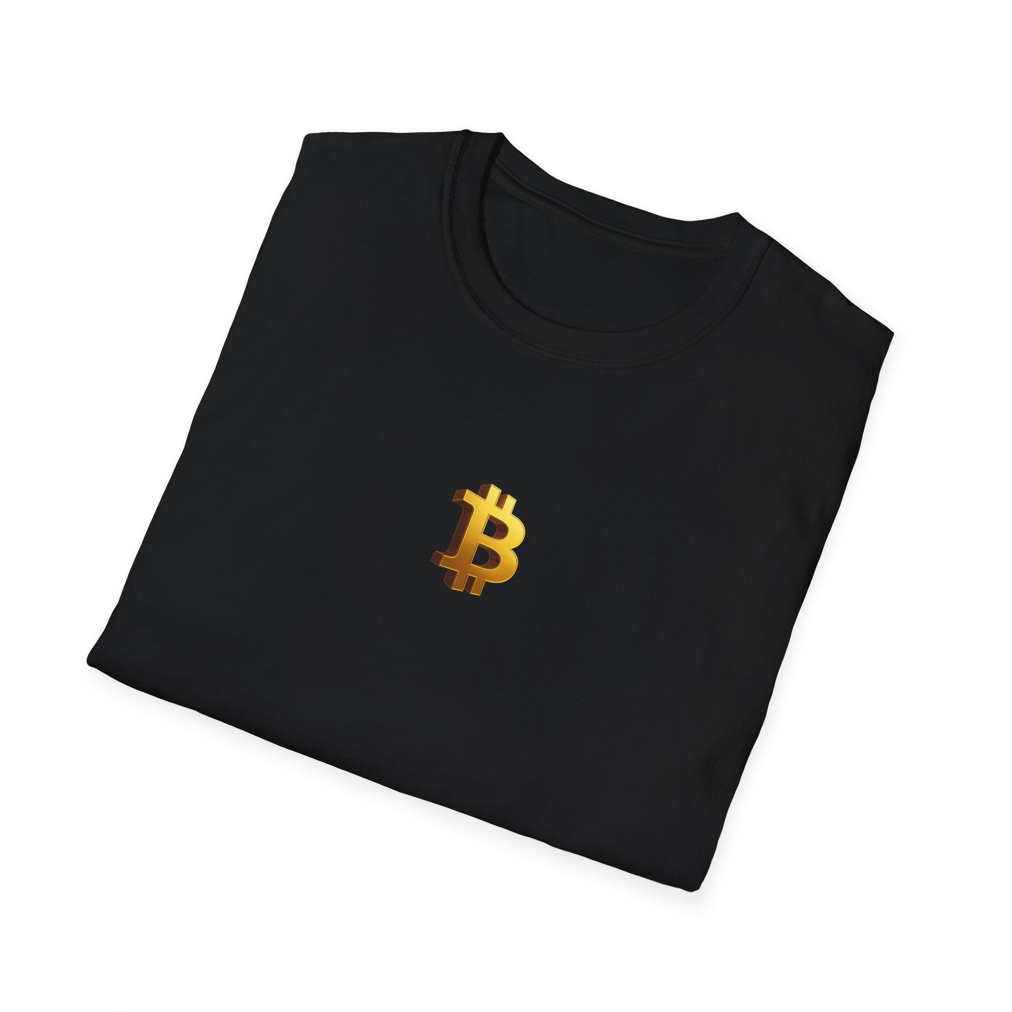 Solid Black Pure Gold Bitcoin T-Shirt Tee 100% cotton