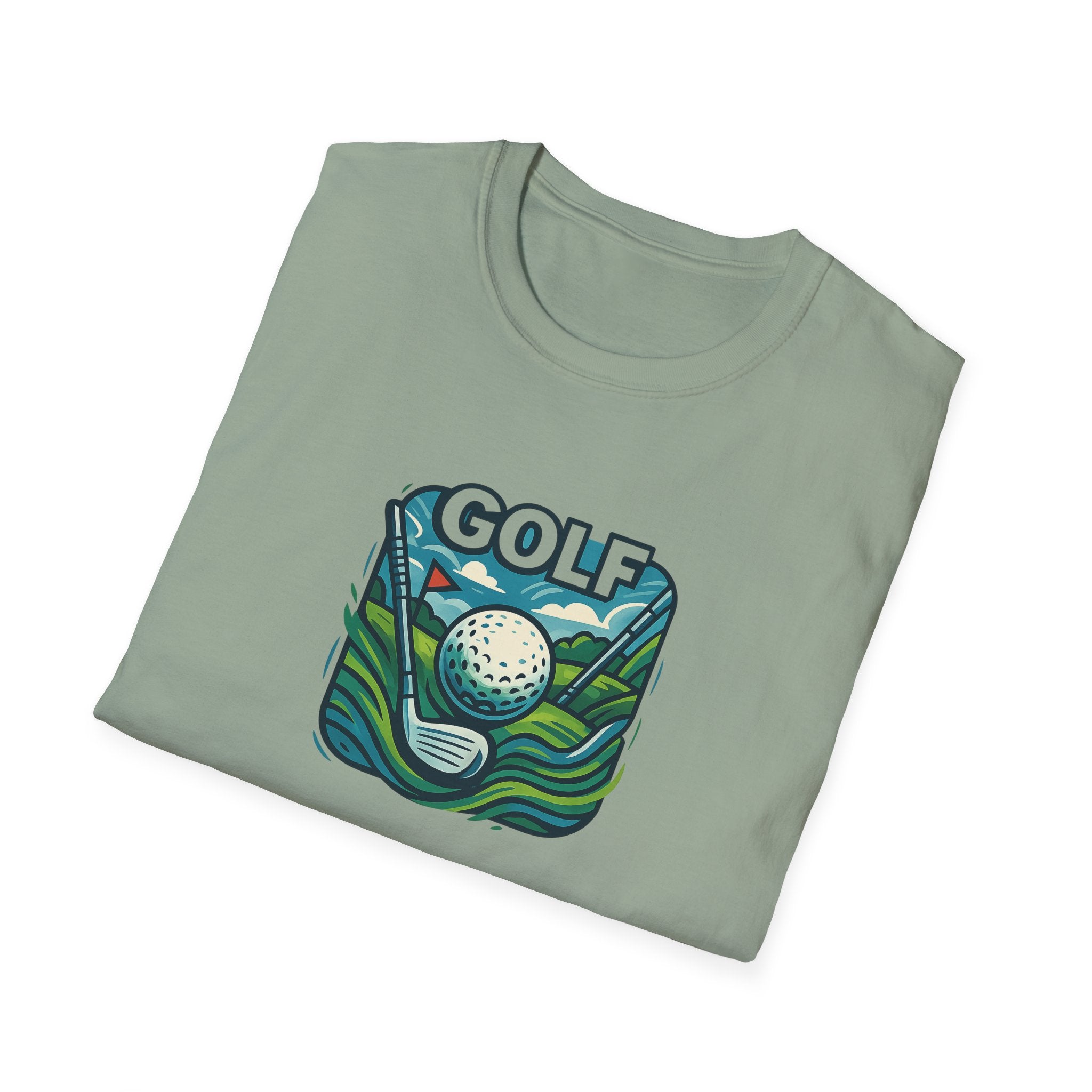 Retro Graphic Golf Tee with Club and Ball Design Perfect Gift for Golf Enthusiasts 4 colors 100% cotton
