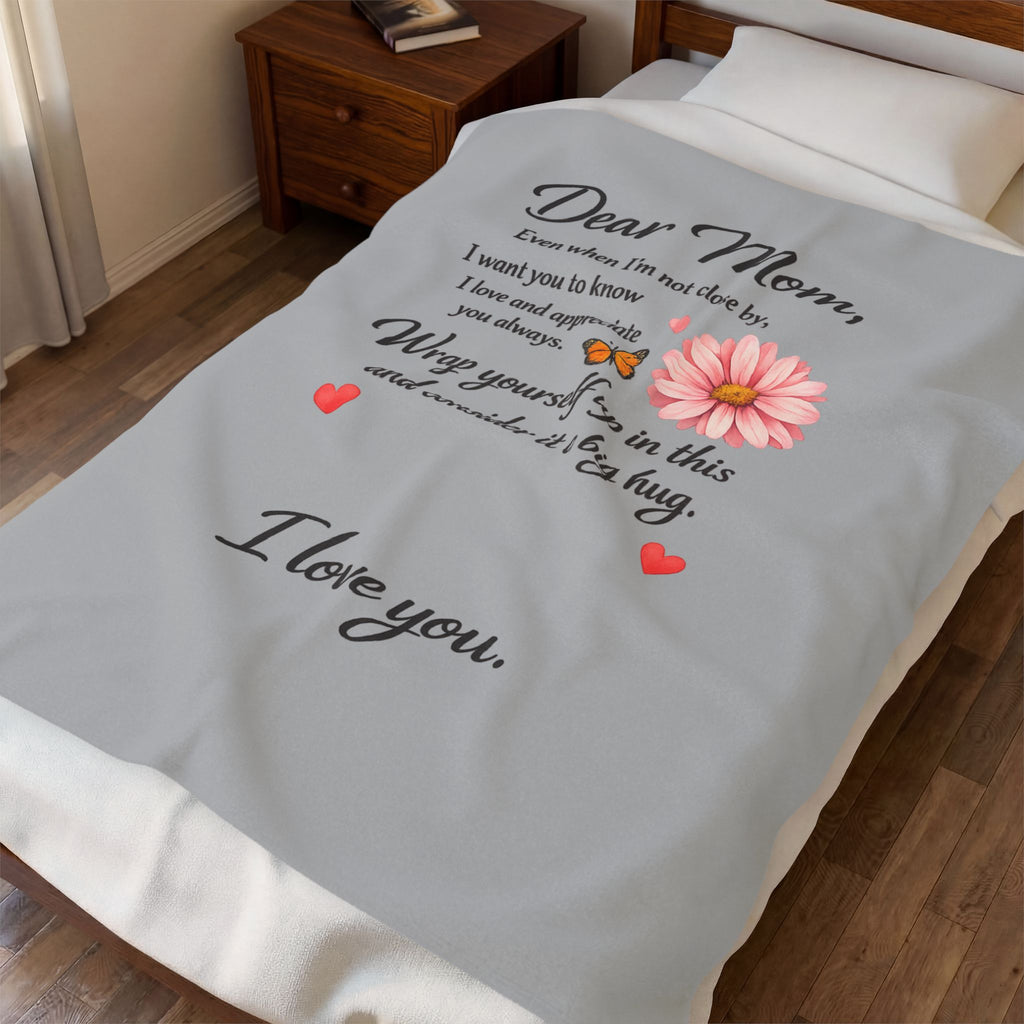 Dear Mom Blanket Sentimental Blanket from Daughter or Son Cozy Love Letter Throw Mothers Day Gift 50" x 60"