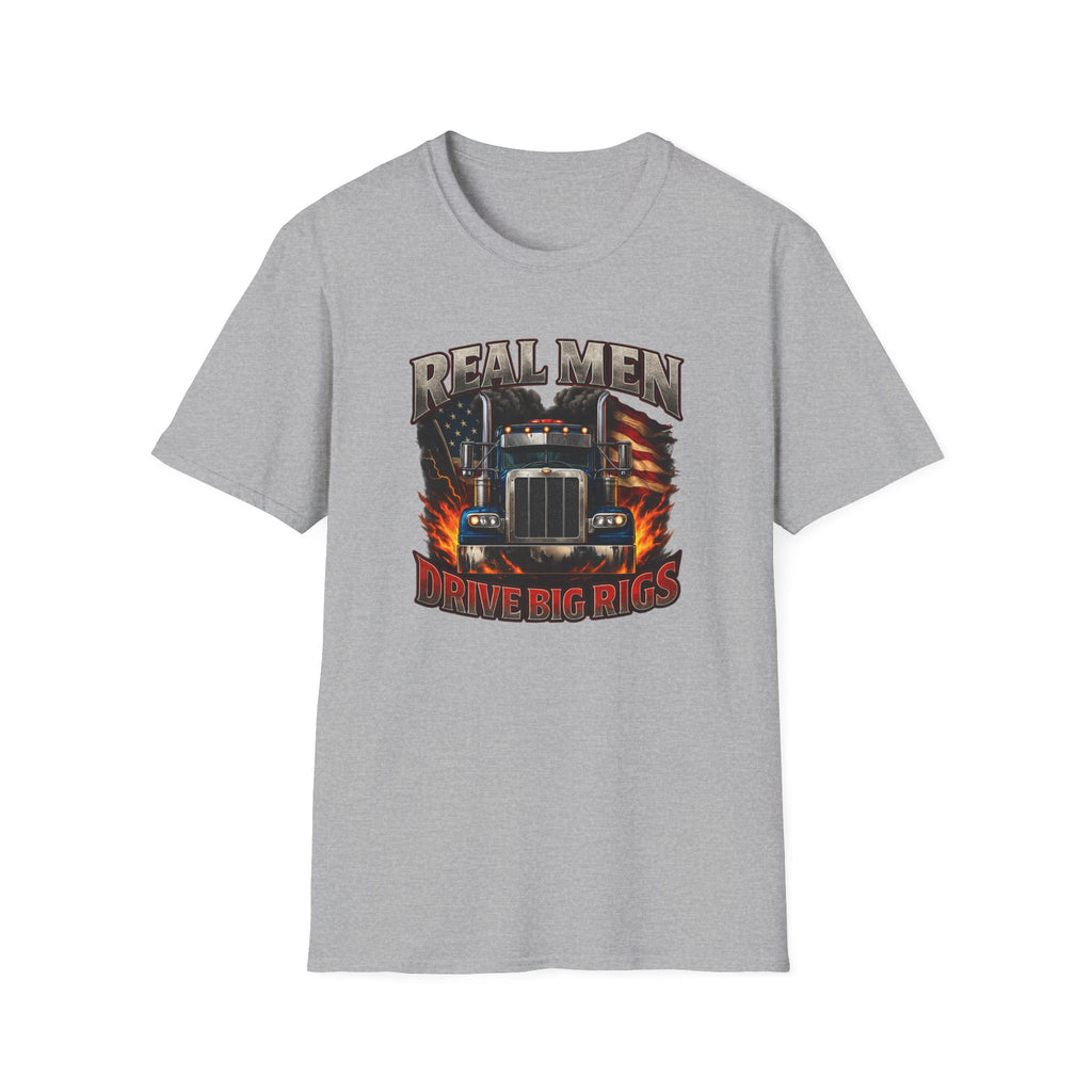 Real Men Drive Big Rigs Truck Driver T-Shirt Patriotic Semi Truck Tee for Truckers Funny Trucker Gift 4 colors 100% cotton