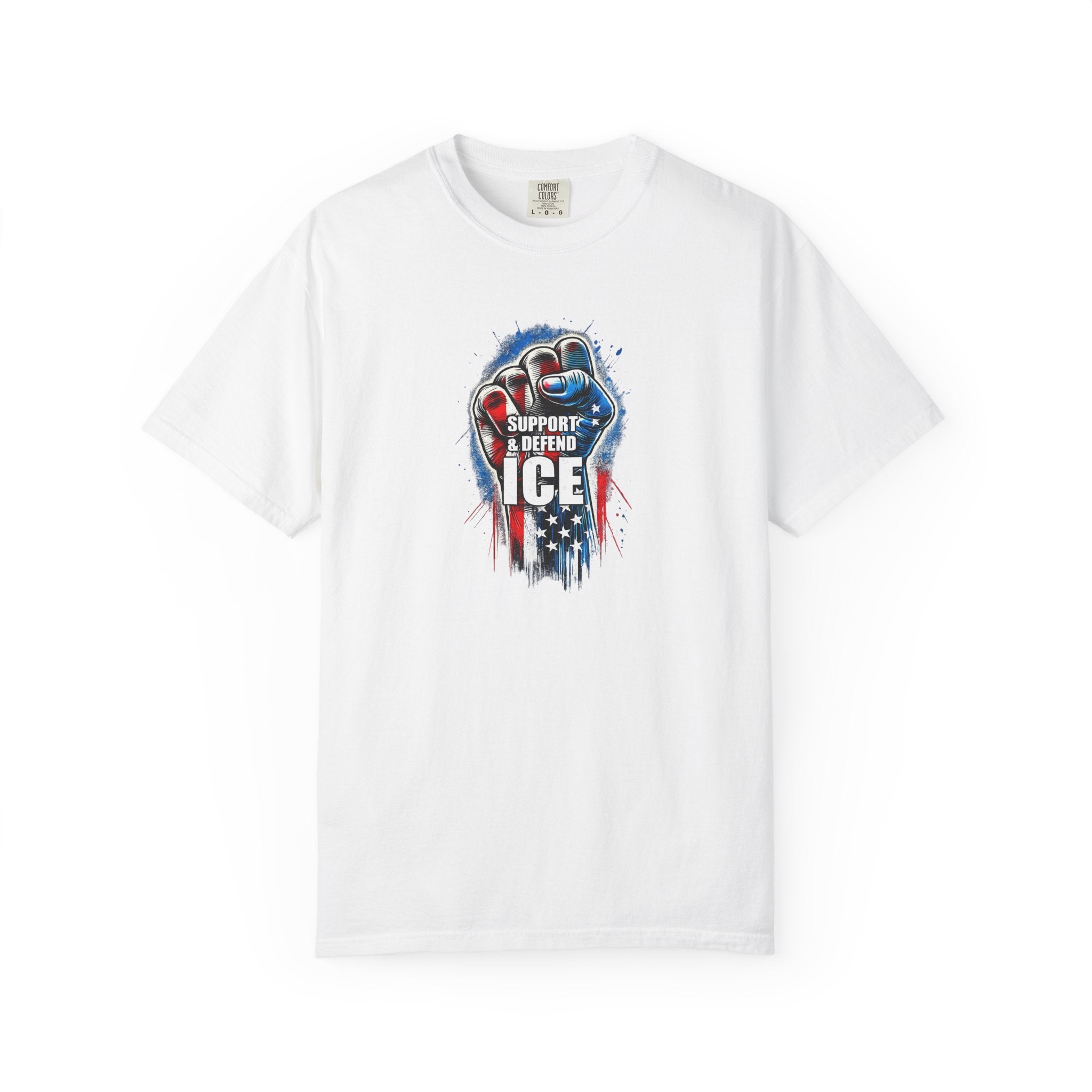 Support & Defend ICE T-Shirt Patriotisches Strafverfolgungs-Shirt Pro ICE Grafik-T-Shirt Amerikanische Flagge Faust-Shirt 5 Farben 100% Baumwolle