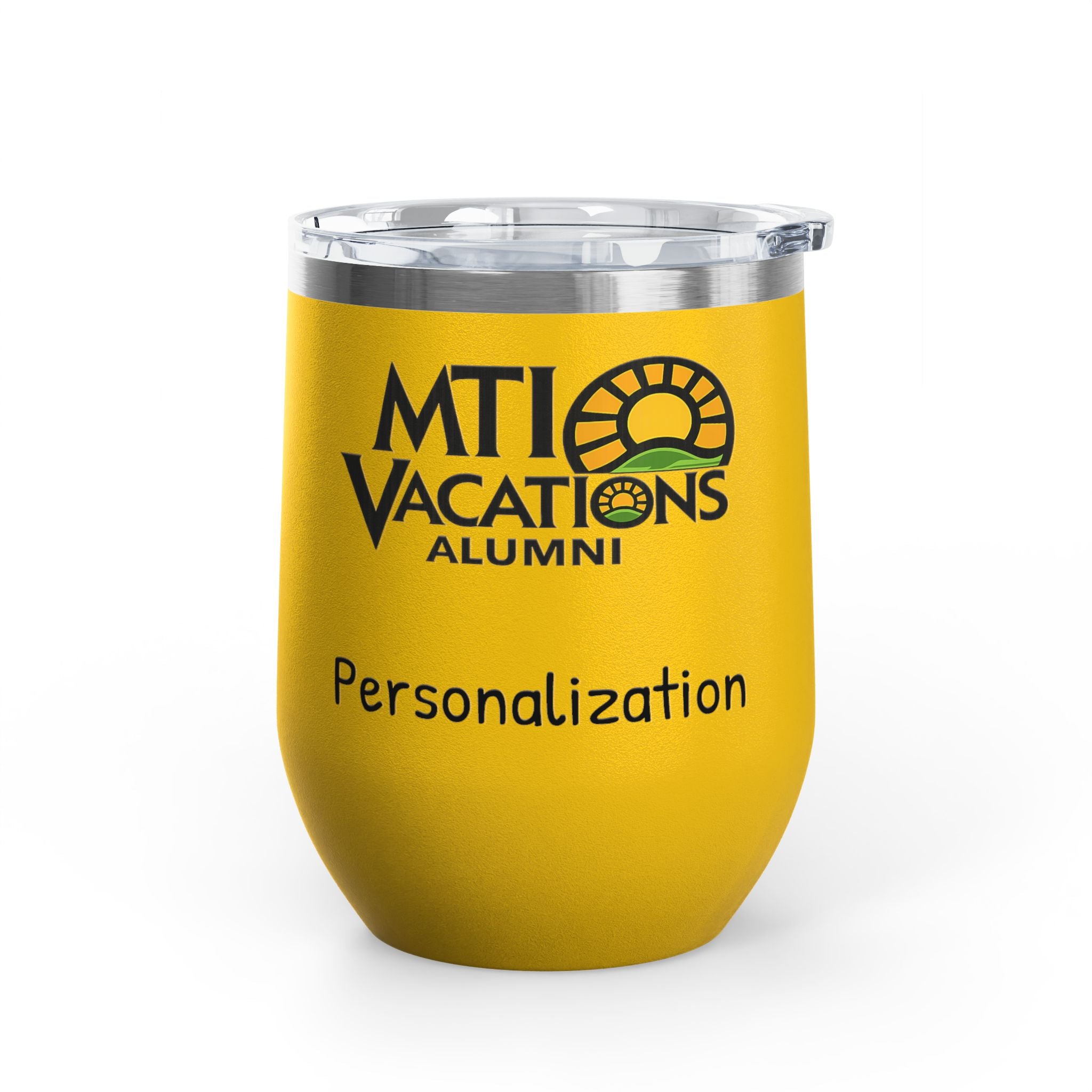 MTI Vacations Personalized Wine Tumbler Travel Mug for Wine Lovers Alumni Keepsake Drinking Companion for Celebrations 12 oz