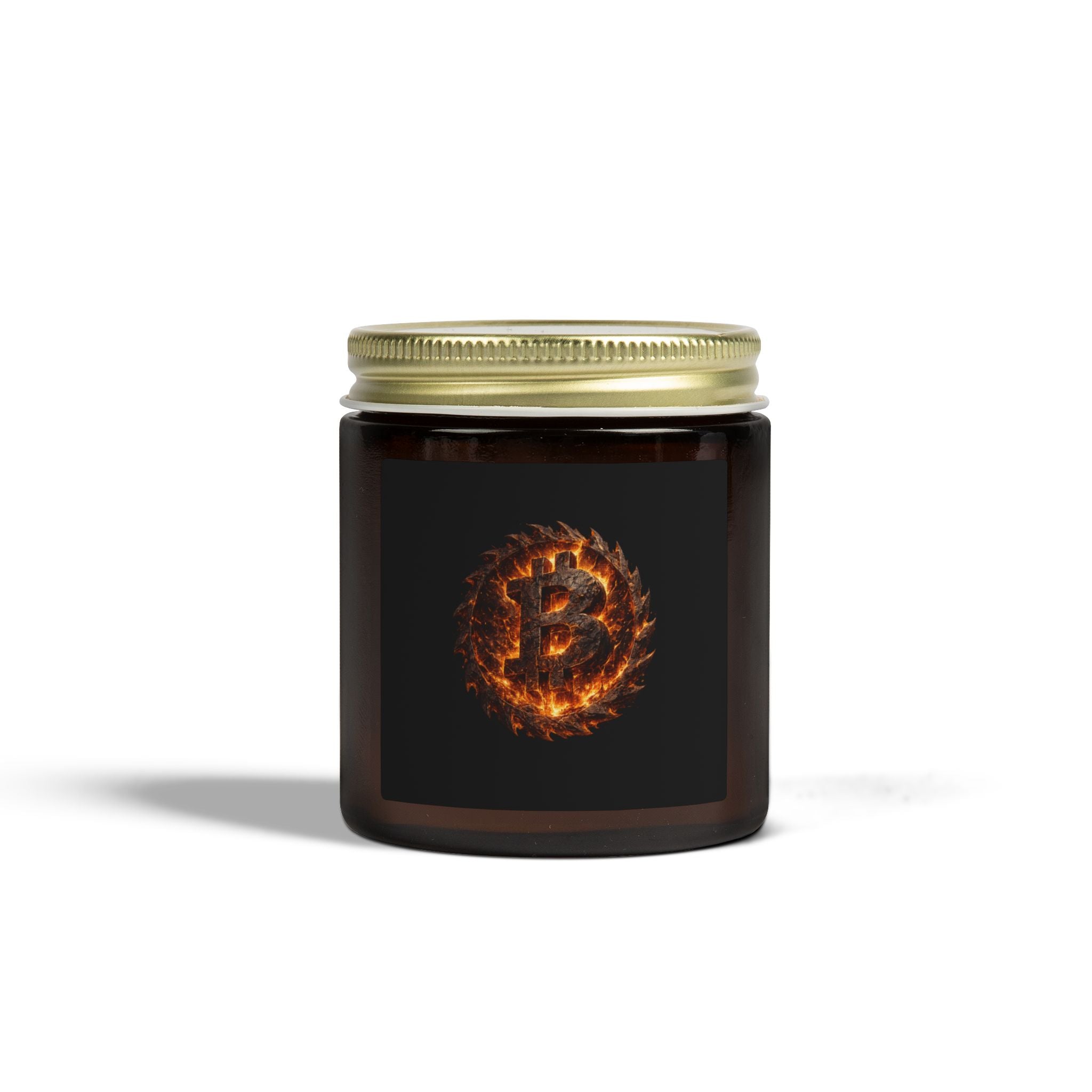 Feurige Bitcoin Logo Kerze Kokosnuss-Aprikosen-Wachs Kerze 113g 255g