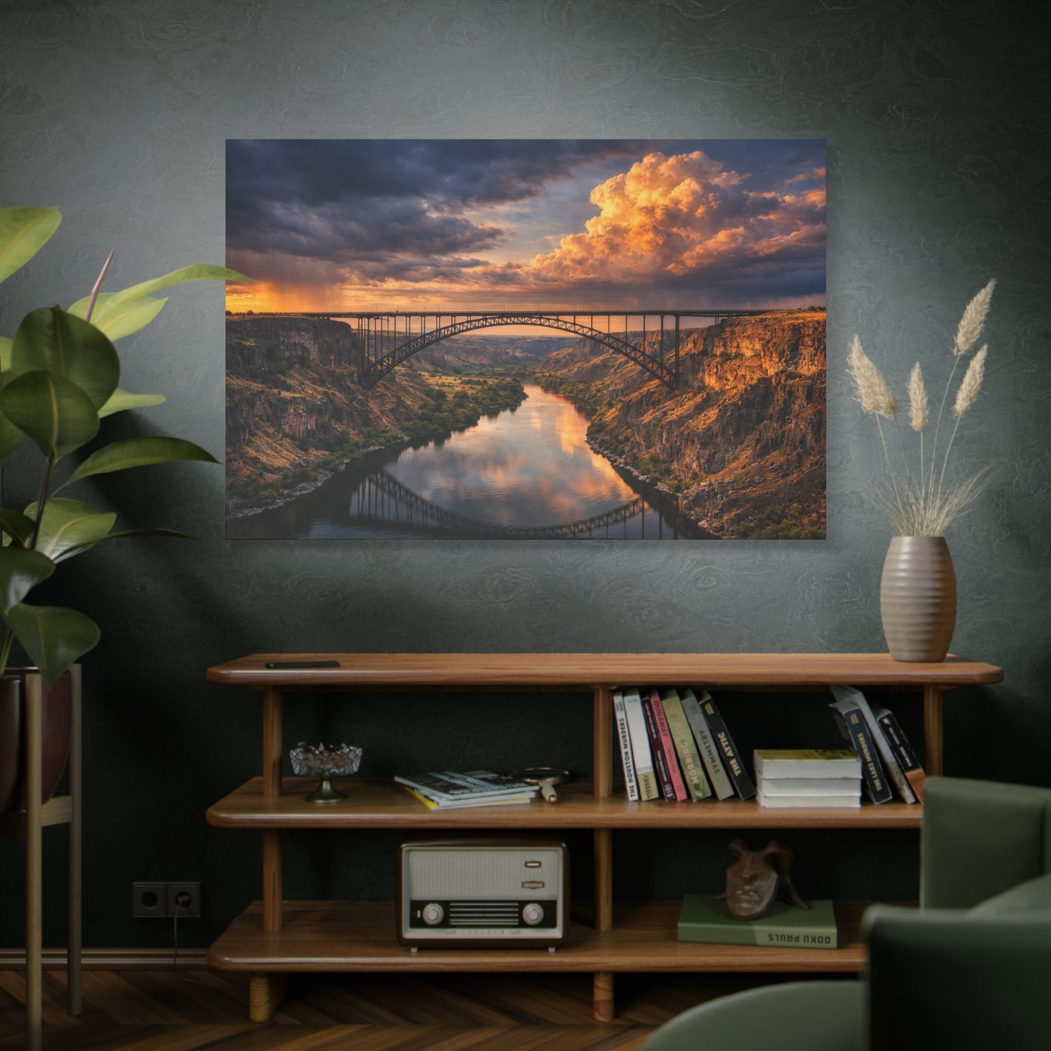 Perrine Bridge Canvas Wall Art Snake River Canyon Landscape Large Panoramic Photography Print Matte Canvas Stretched 1.25 6 sizes