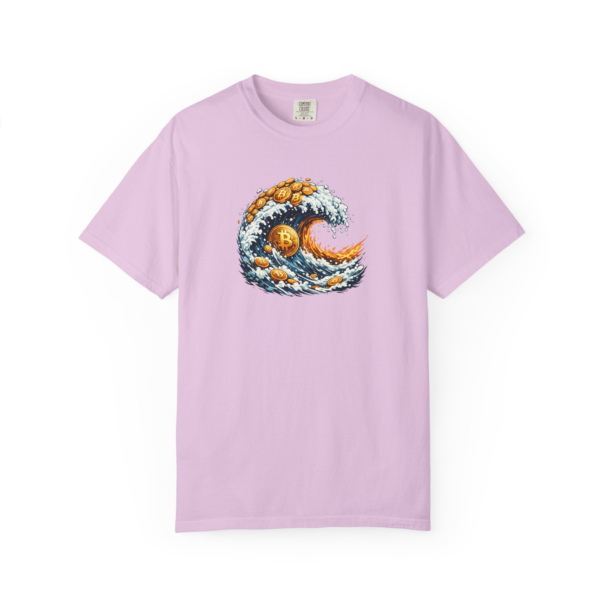 Bitcoin Tidal Wave T-Shirt Futuristic Crypto Graphic Tee Bitcoin Art Shirt Crypto Gift for Him 12 colors 100% cotton