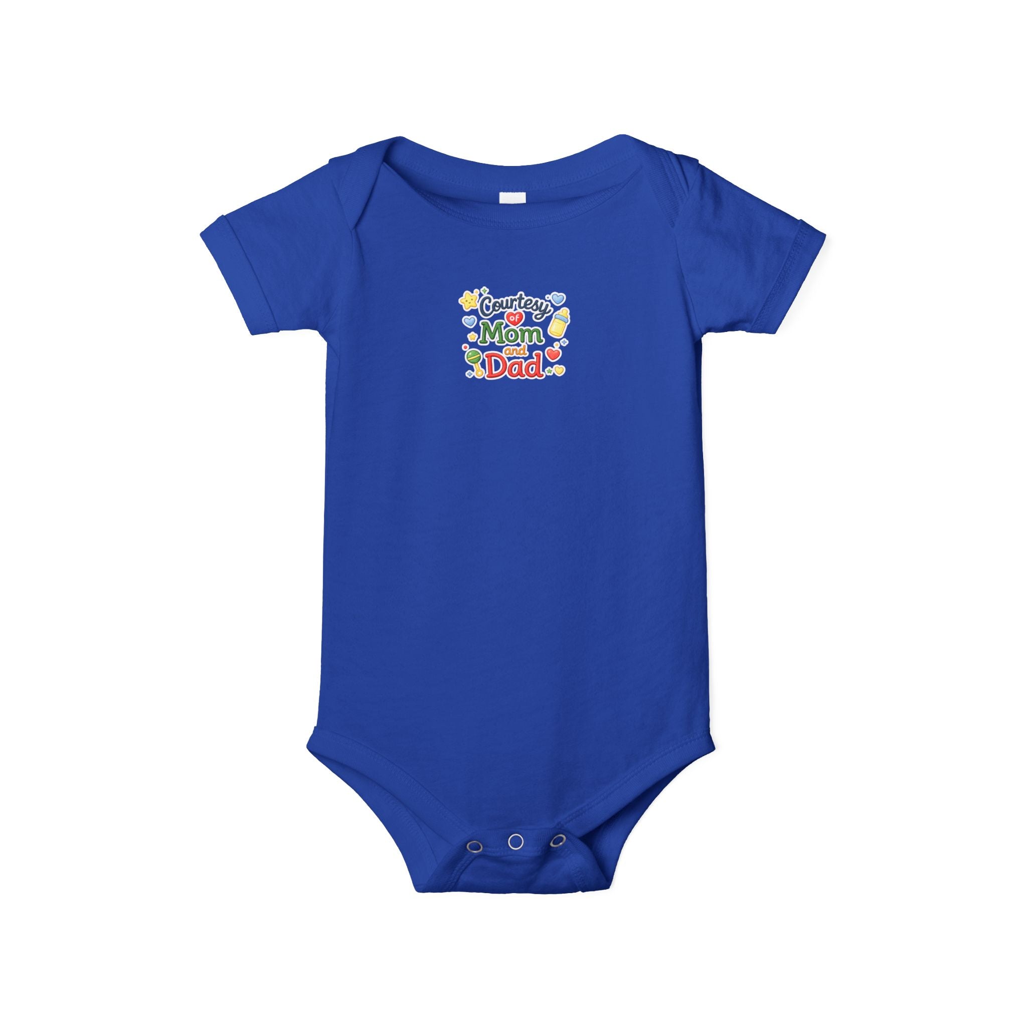 Courtesy of Mom and Dad Baby Onesie Cute Baby Shower Gift Infant Outfit for Boys or Girls Baby Announcement Outfit 7 colors