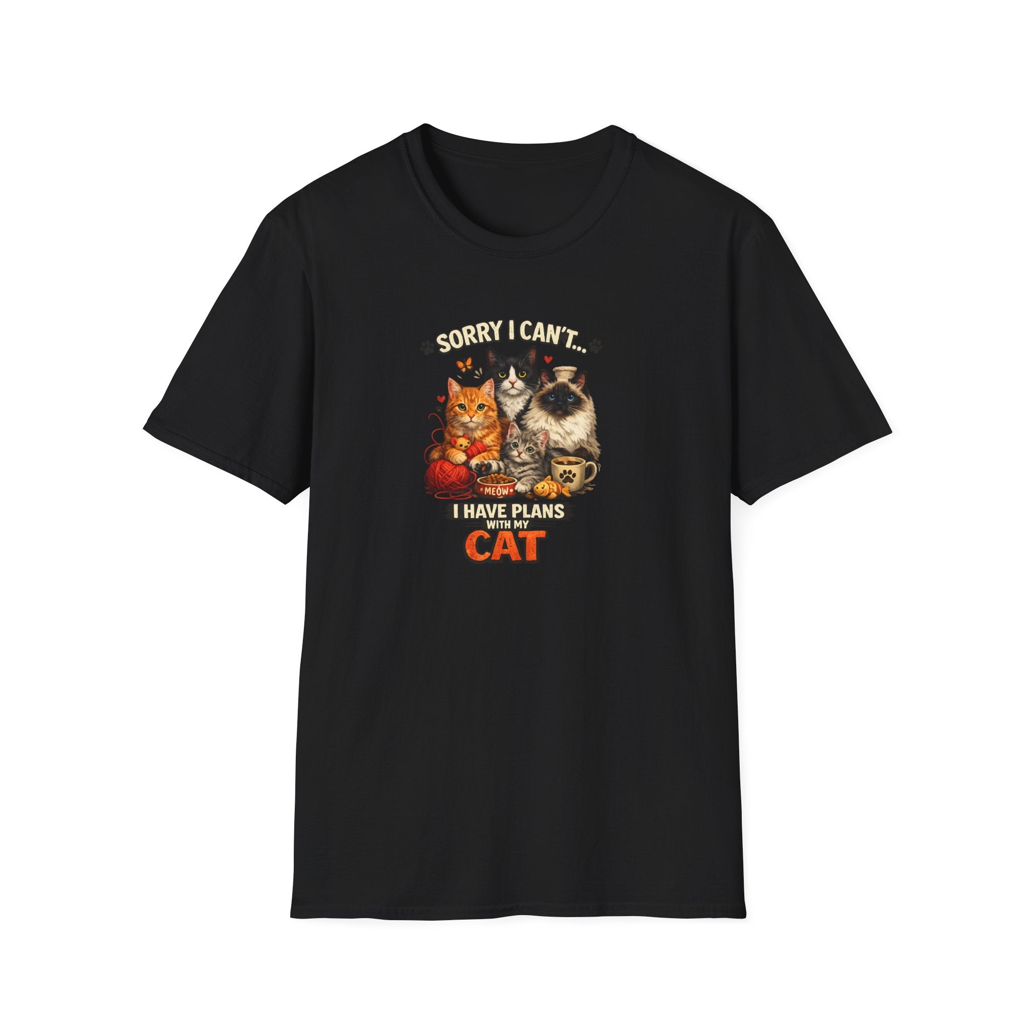 Sorry I Can't I Have Plans With My Cat T-Shirt Funny Cat Lover Tee Cat Mom Shirt Gift for Cat Owners 7 colors 100% cotton