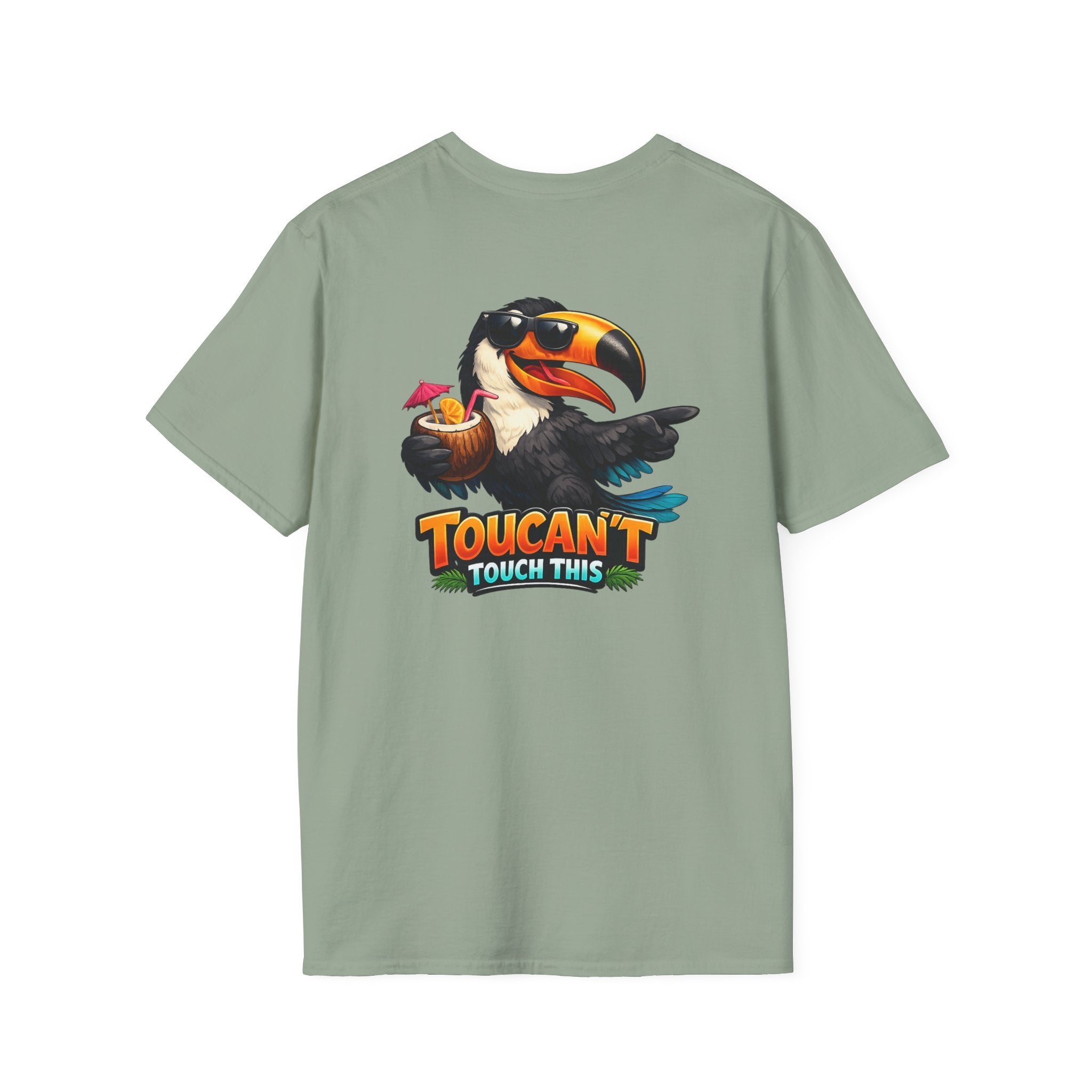 Toucan't Touch This Funny Toucan T-Shirt Tropical Beach Pun Graphic Tee Back Print 4 colors -  100% cotton