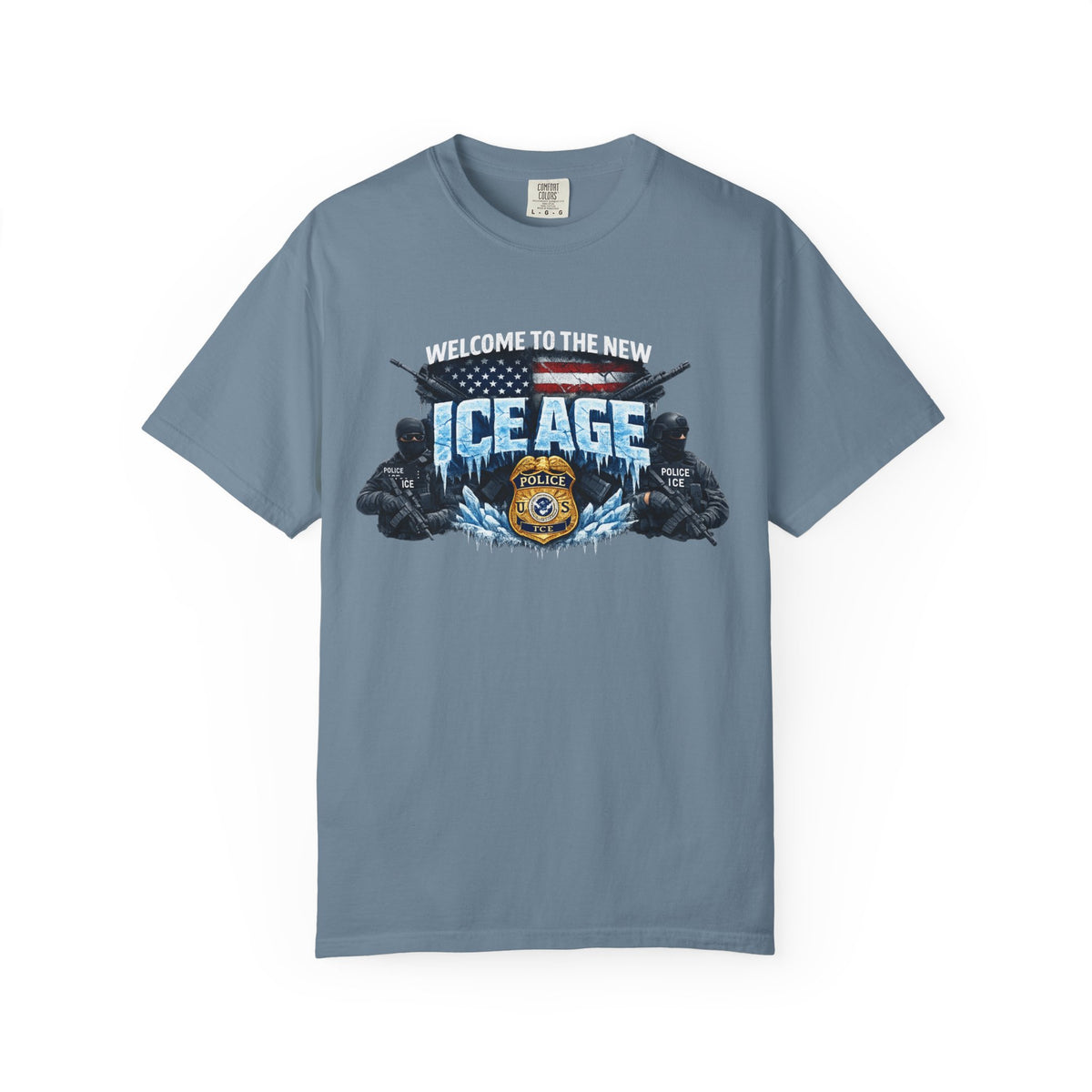 SatsandStripes.com Welcome to the New ICE Age T-Shirt Pro Law Enforcement Shirt Patriotic Tactical Tee Police Support Apparel Denim