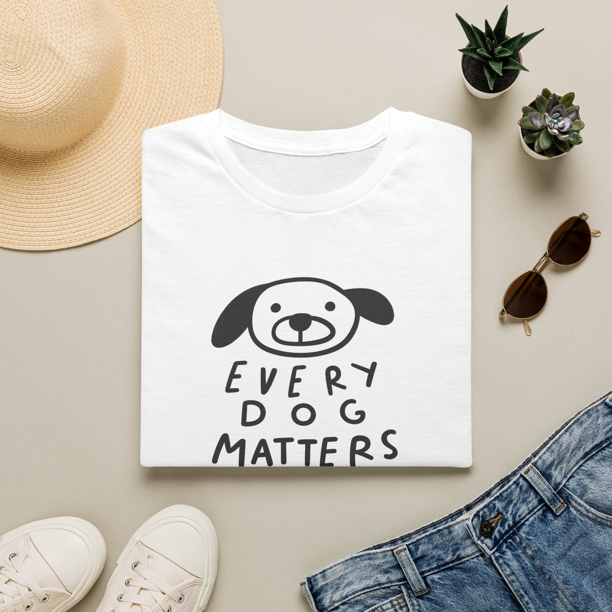 SatsandSripes.com Every Dog Matters T-Shirt Cute Dog Lover Shirt Rescue & Adoption Tee Animal Lover Gift Pet Lover Top White