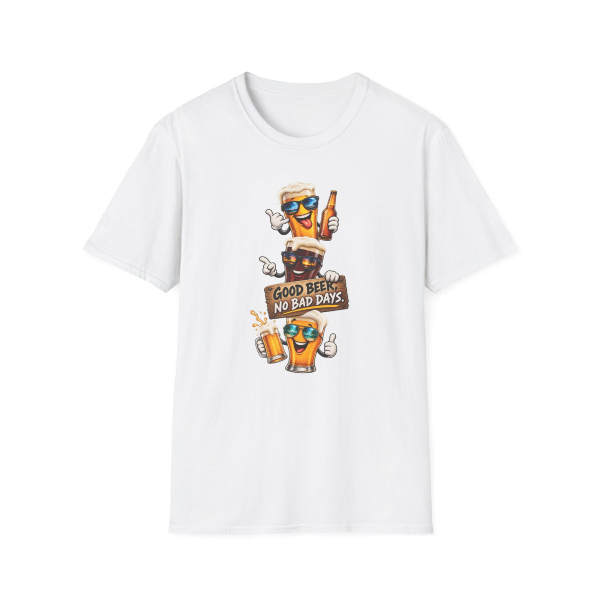 Satsandtripes.com Good Beer No Bad Days T-Shirt – Funny Beer Lover Graphic Tee White