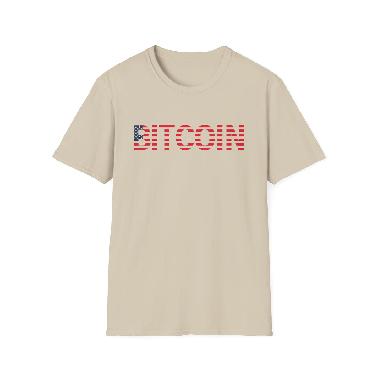 Sats and Stripes Patriotic Bitcoin & Freedom Stars Stripes and Sound Money T-shirt Beige