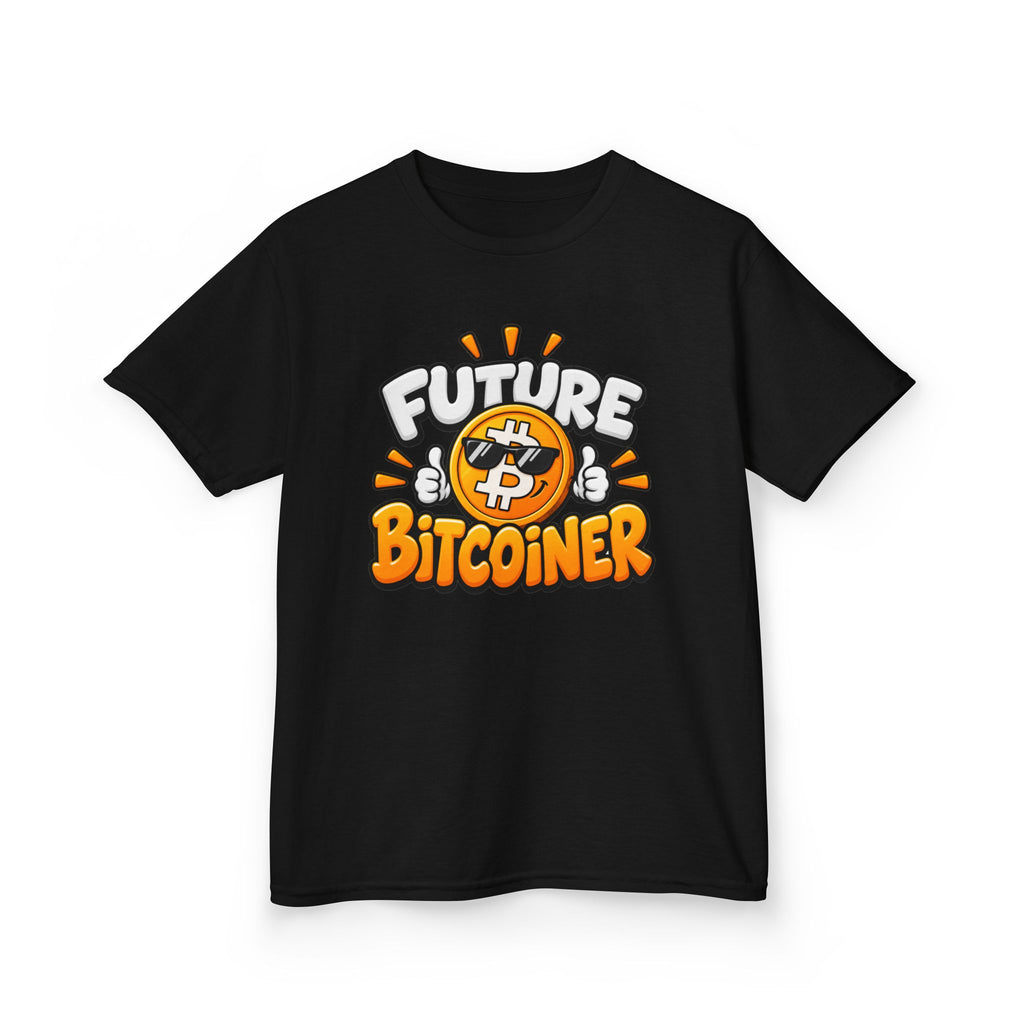 SatsandStripes.com Future Bitcoiner Youth T-Shirt – Kids Bitcoin Graphic Tee Black
