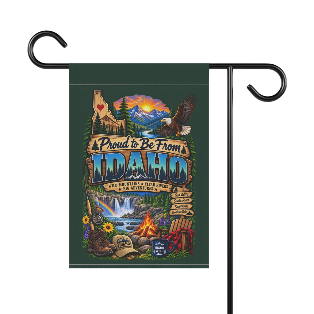 SatsandStripes.com Proud to Be From Idaho Garden Flag – Mountains, Rivers, Eagle & Wild Idaho Outdoor Yard Décor 12 x 18
