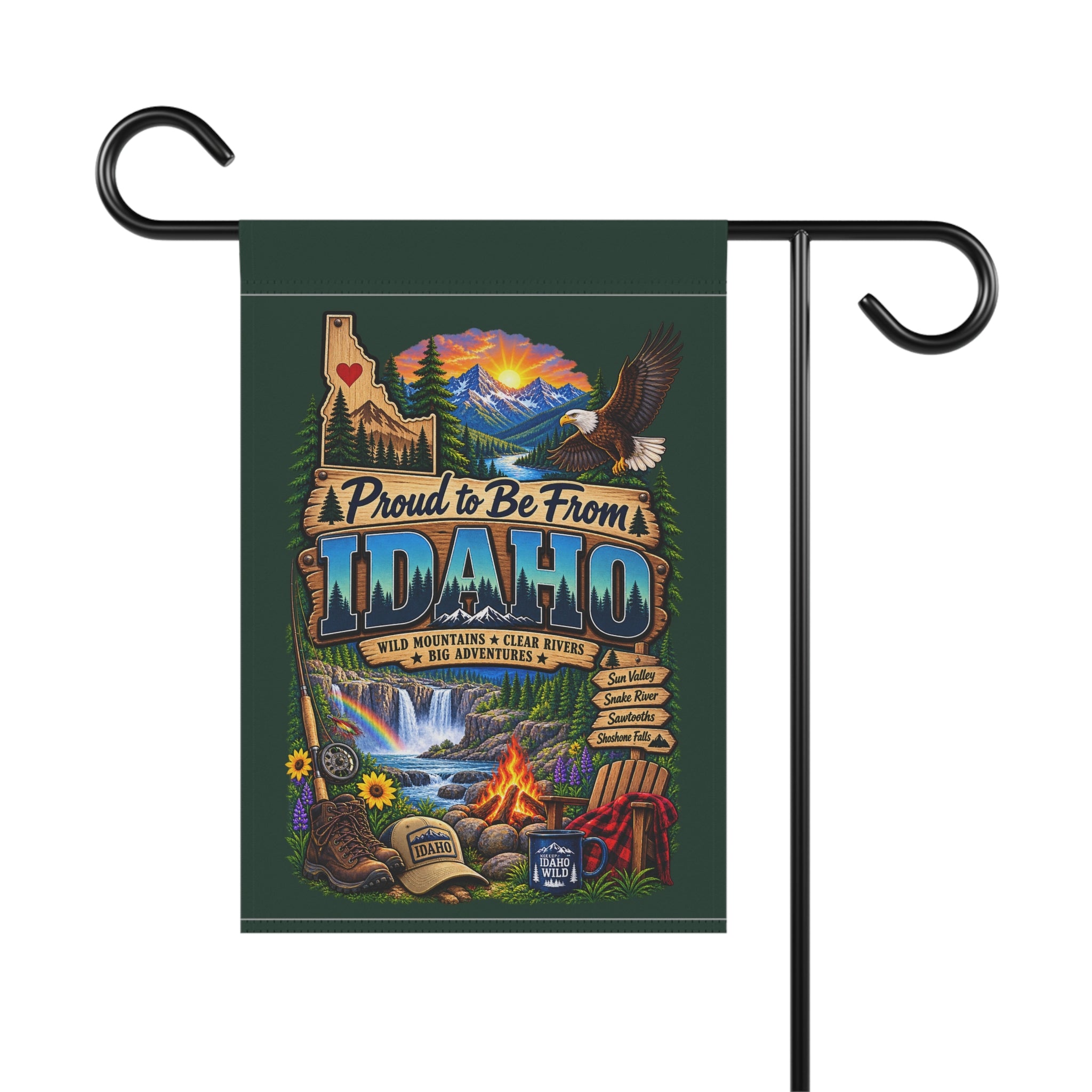 SatsandStripes.com Proud to Be From Idaho Garden Flag – Mountains, Rivers, Eagle & Wild Idaho Outdoor Yard Décor 12 x 18
