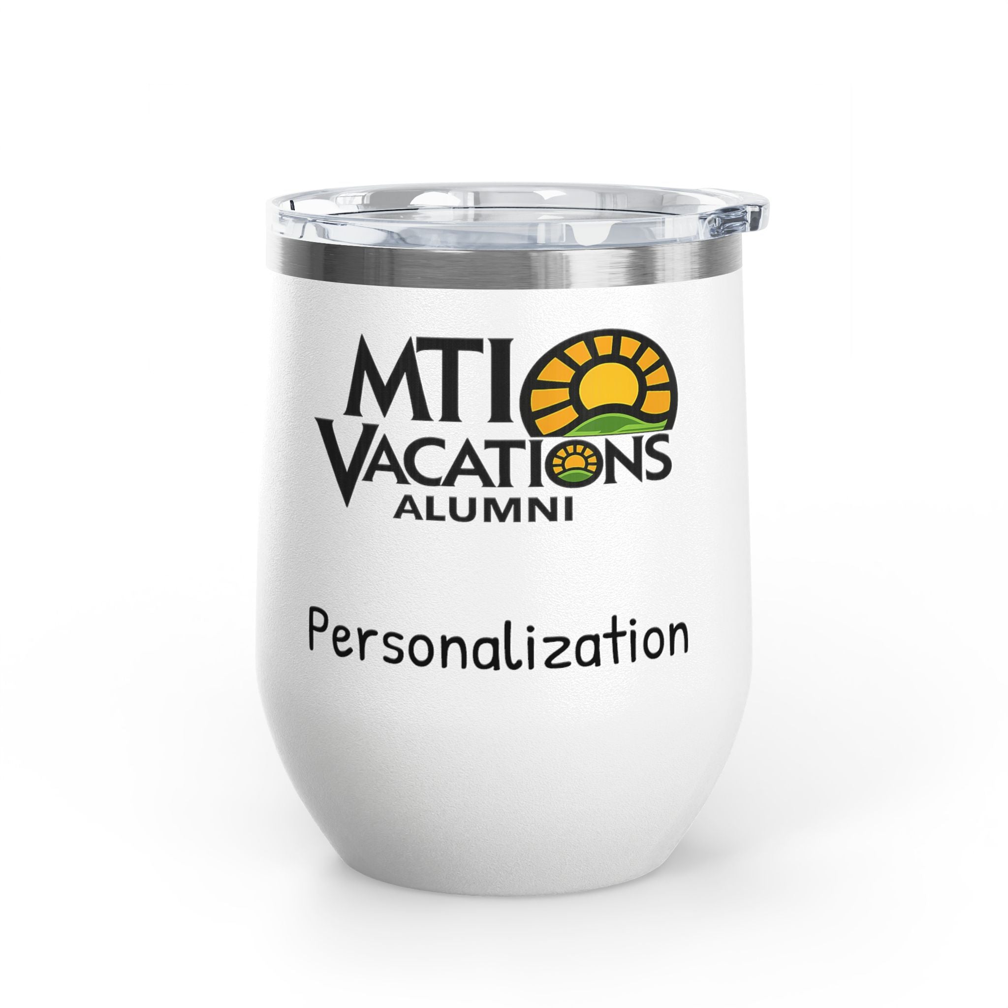 MTI Vacations Personalized Wine Tumbler Travel Mug for Wine Lovers Alumni Keepsake Drinking Companion for Celebrations 12 oz