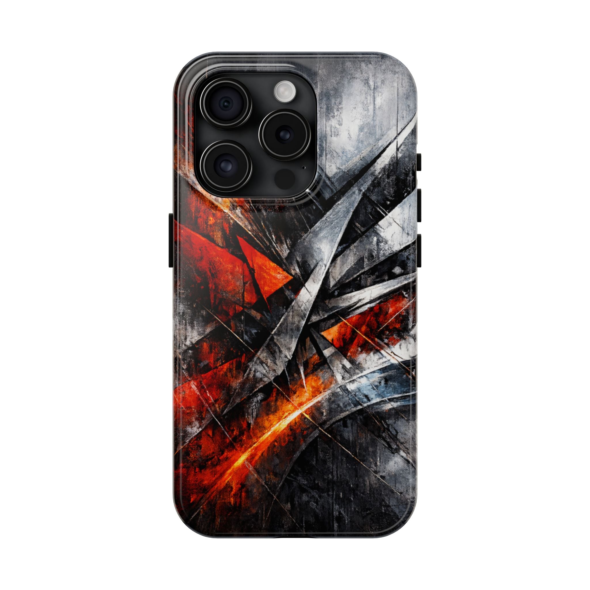 Abstrakte Rot-Schwarze Handyhülle Geometrisches Armor-Design Stoßfeste Hülle iPhone & Samsung