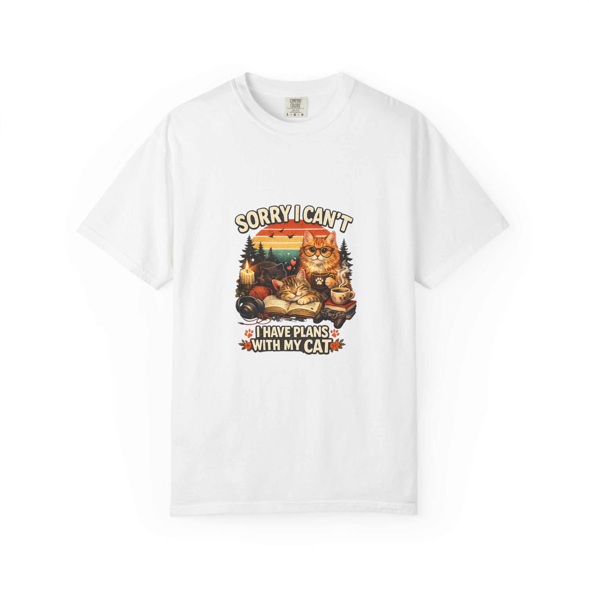Sorry I Can't I Have Plans With My Cat TShirt Funny Cat Lover Shirt Cat Mom Tee Gift for Cat Owners 11 colors 100% cotton